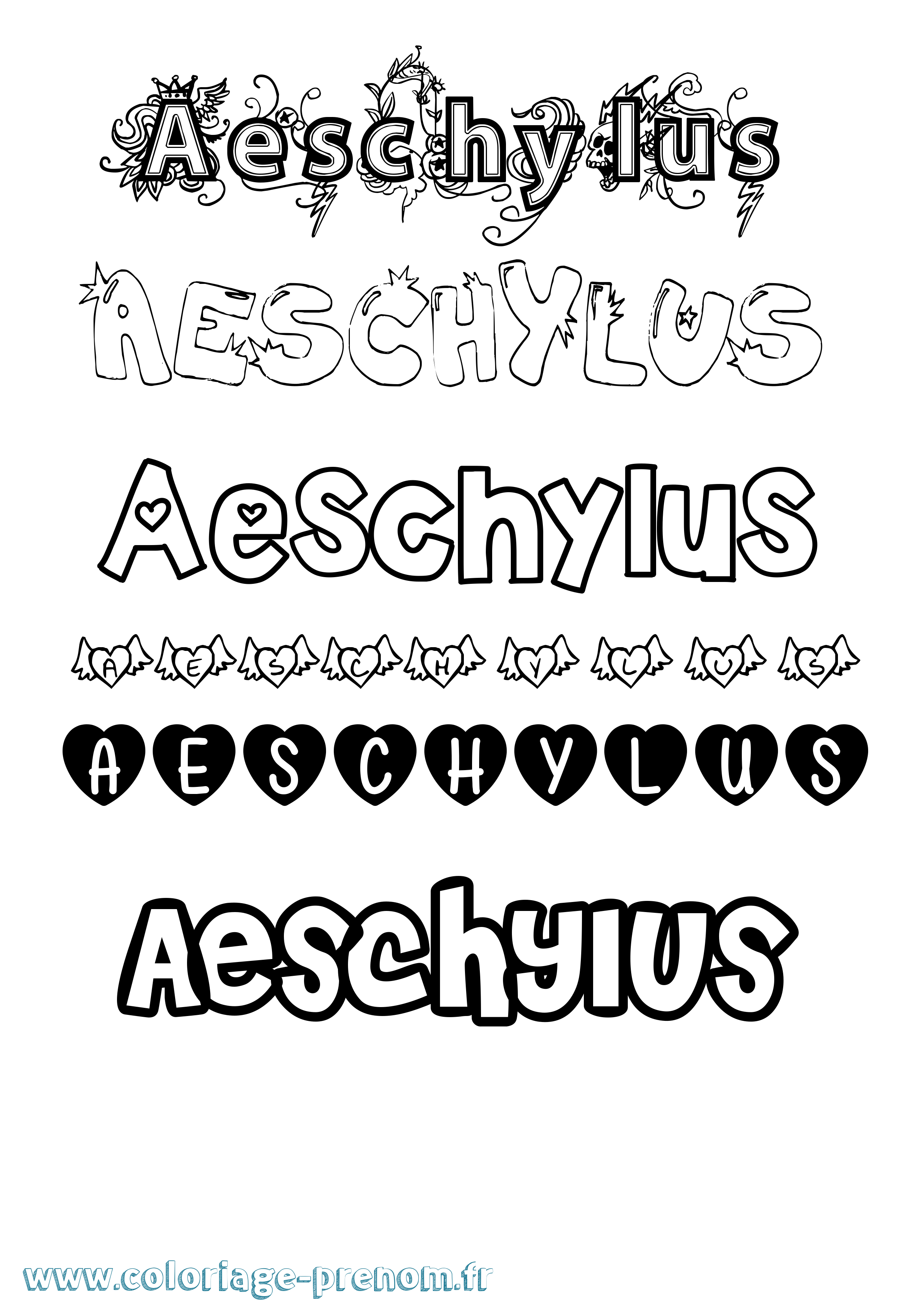 Coloriage prénom Aeschylus Girly