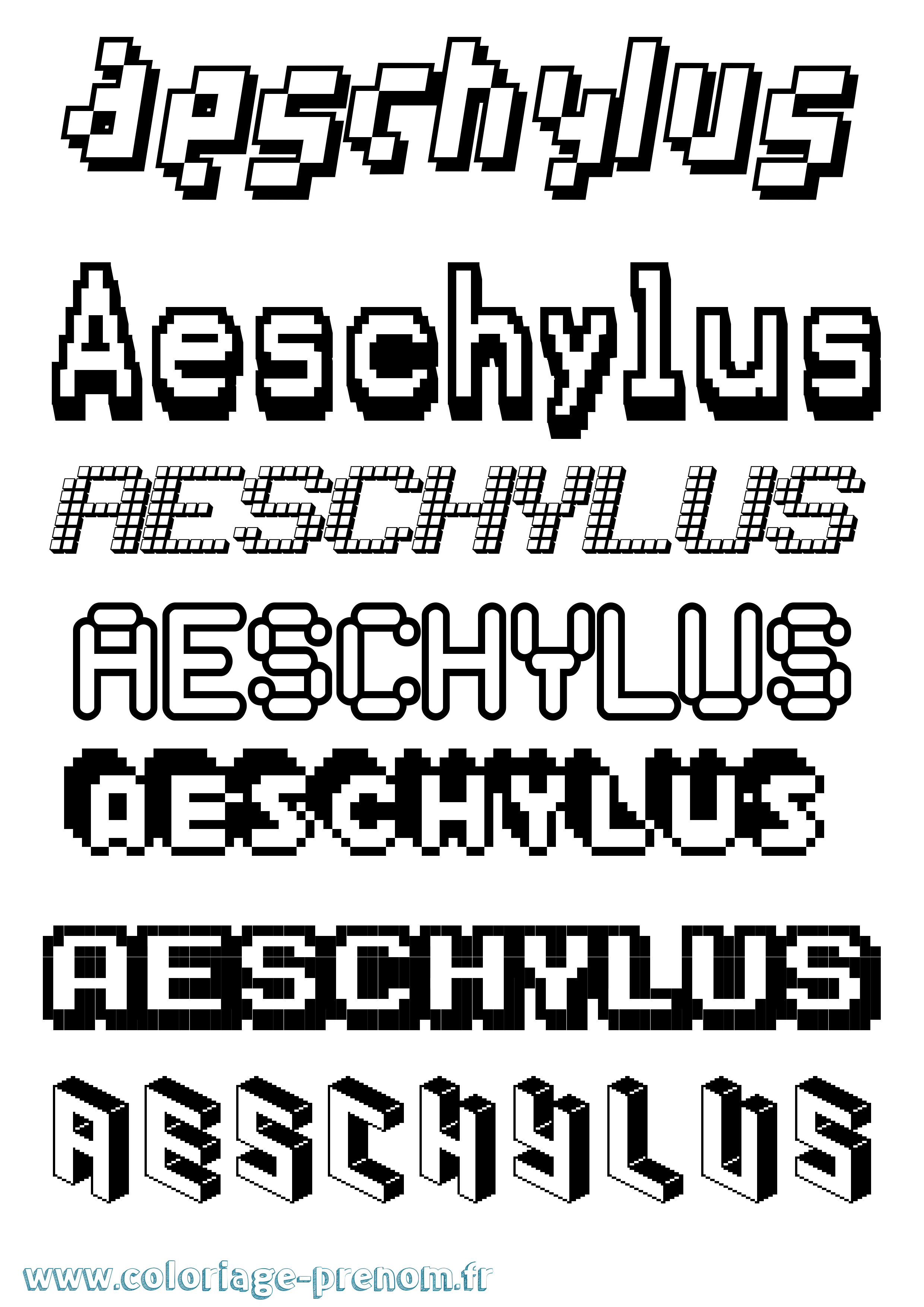 Coloriage prénom Aeschylus Pixel