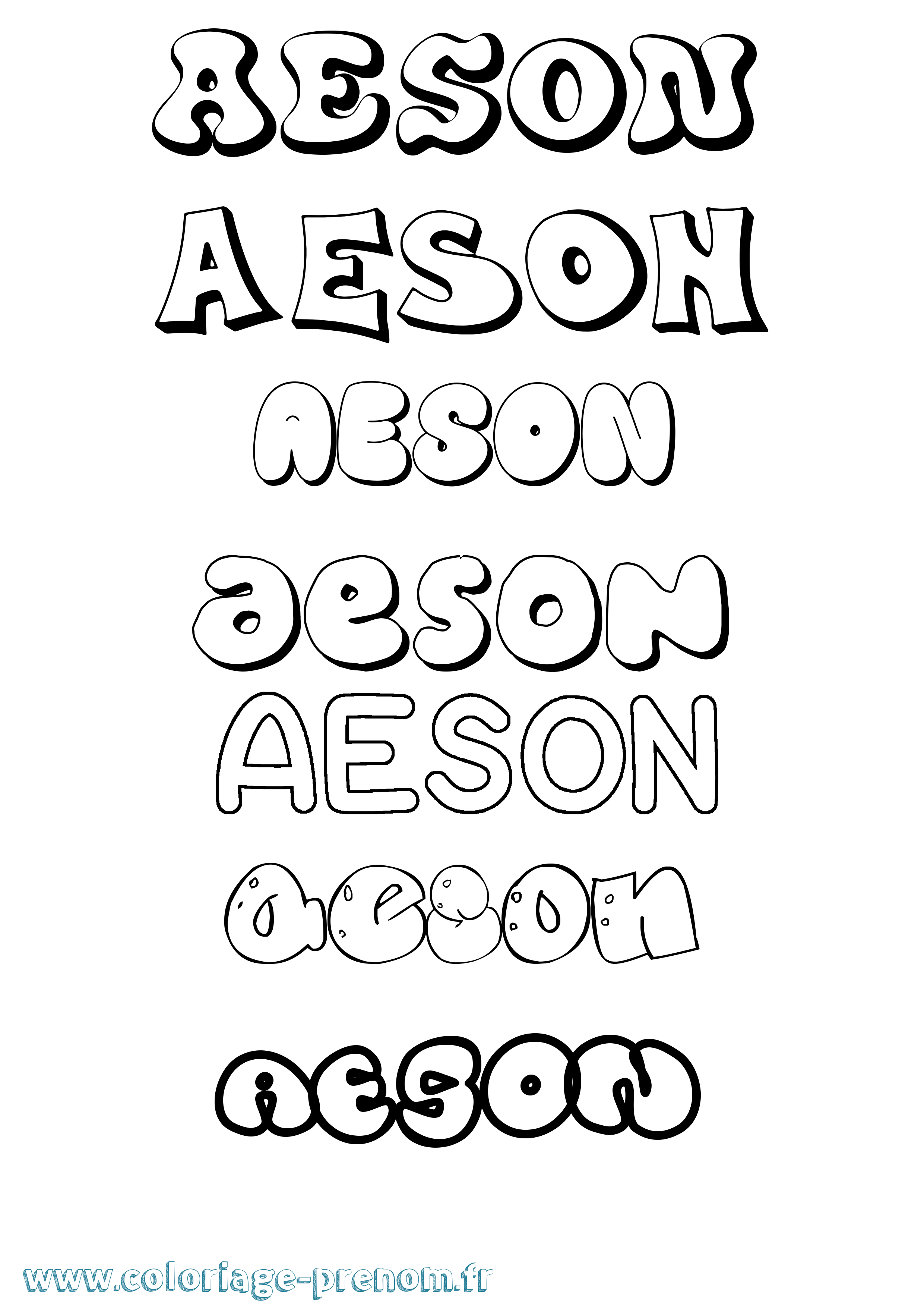 Coloriage prénom Aeson Bubble