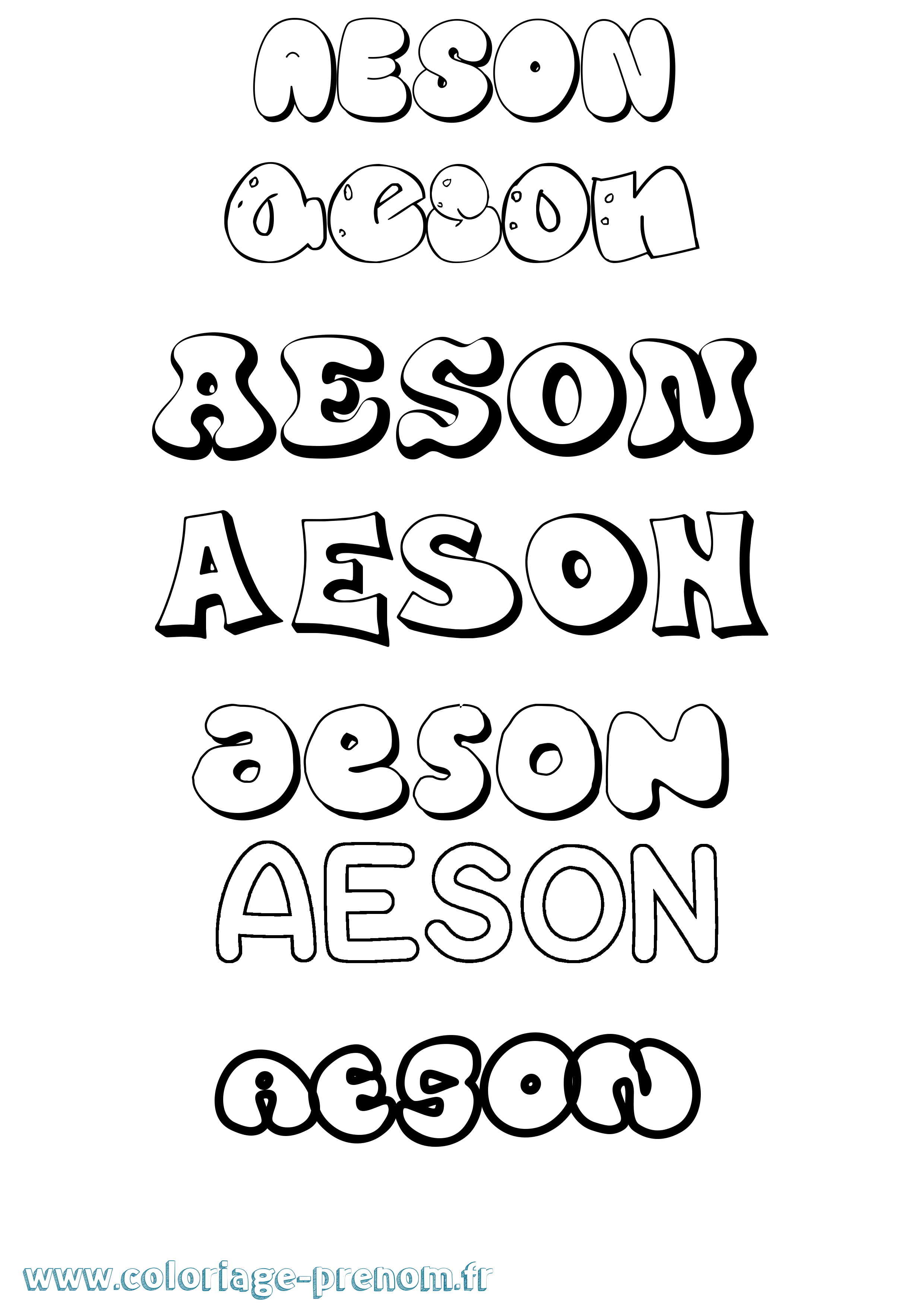 Coloriage Aeson Bubble Coloriage prénom Aeson Bubble