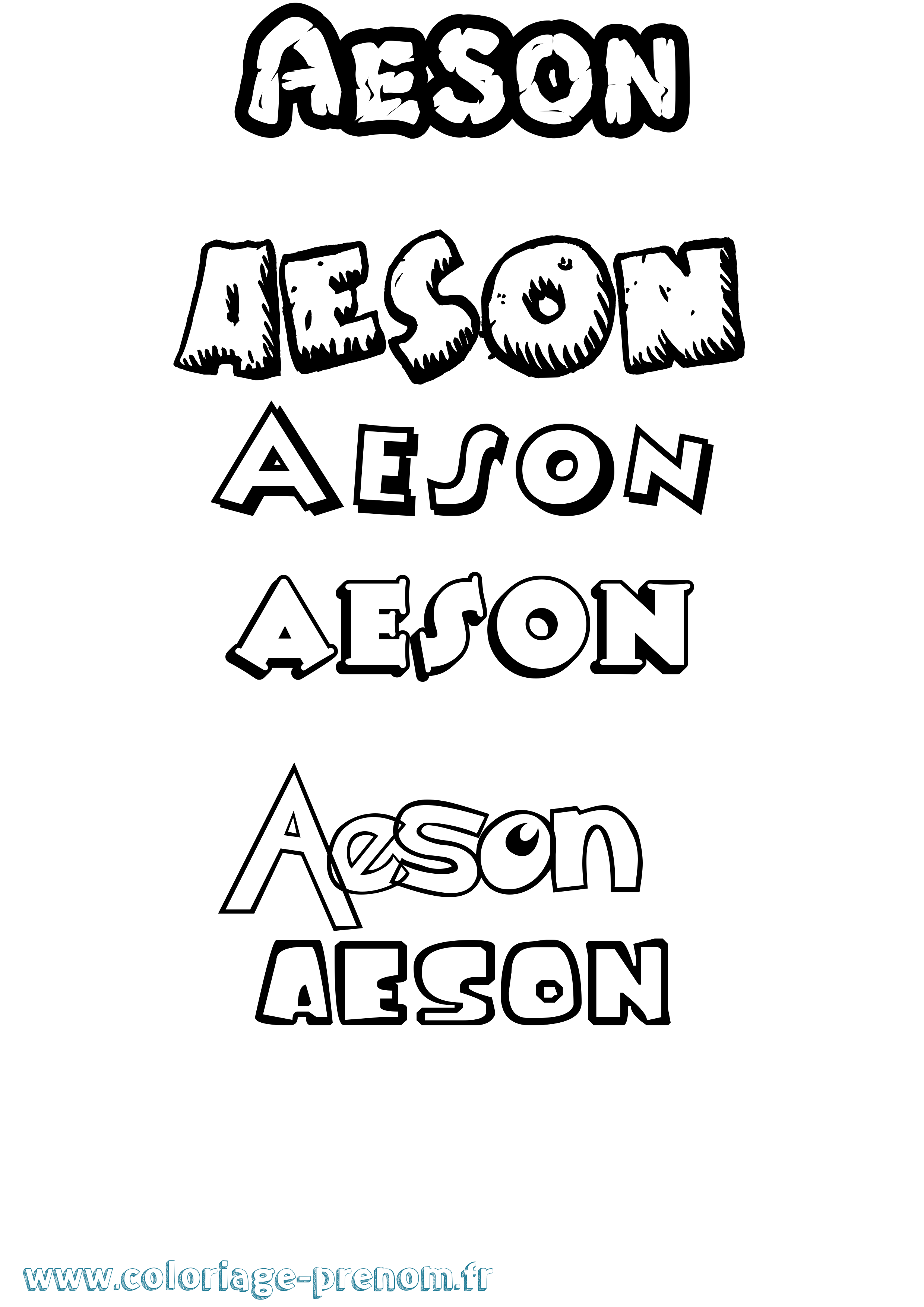 Coloriage prénom Aeson Dessin Animé
