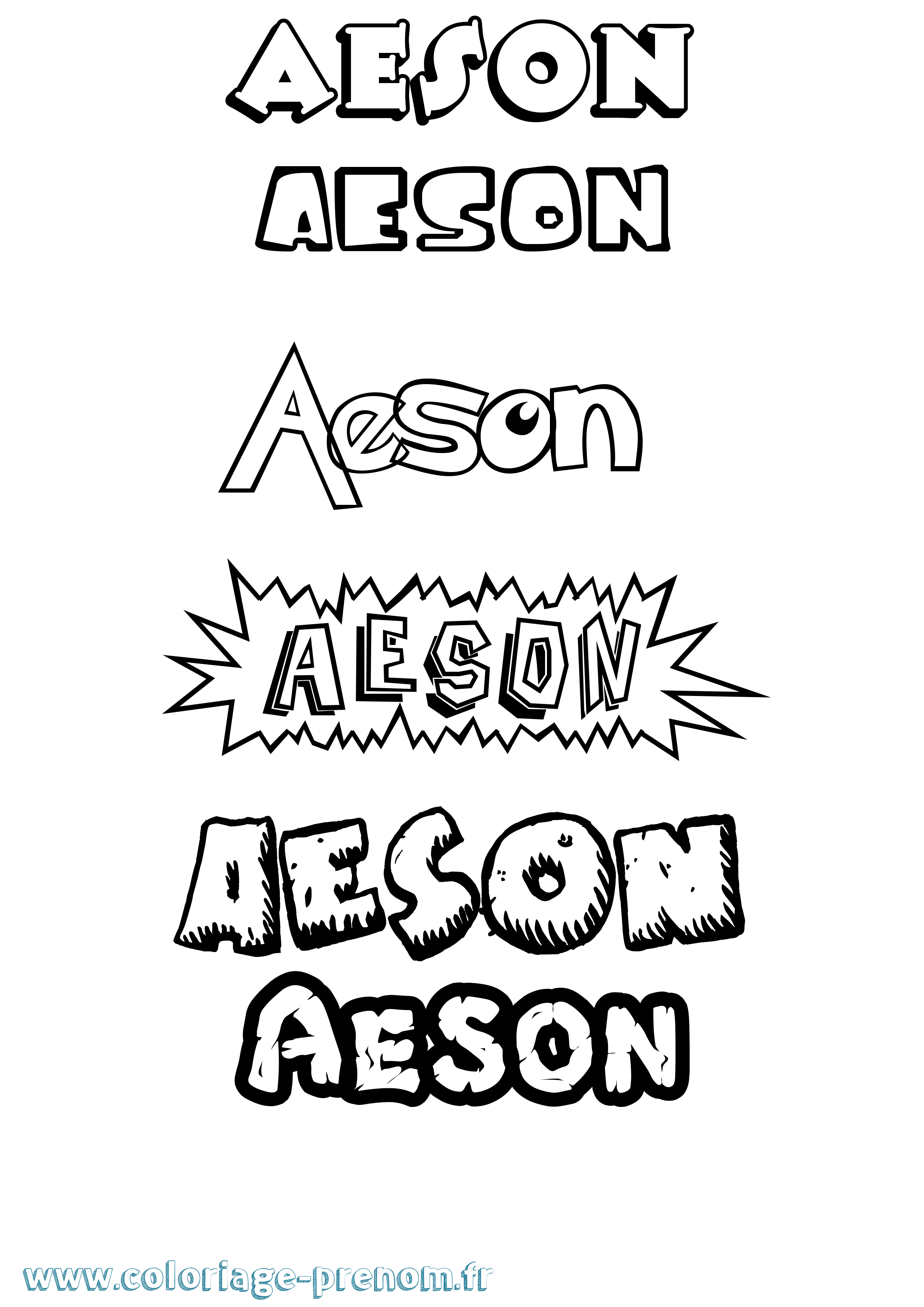 Coloriage Aeson Dessin Animé Coloriage prénom Aeson Dessin Animé