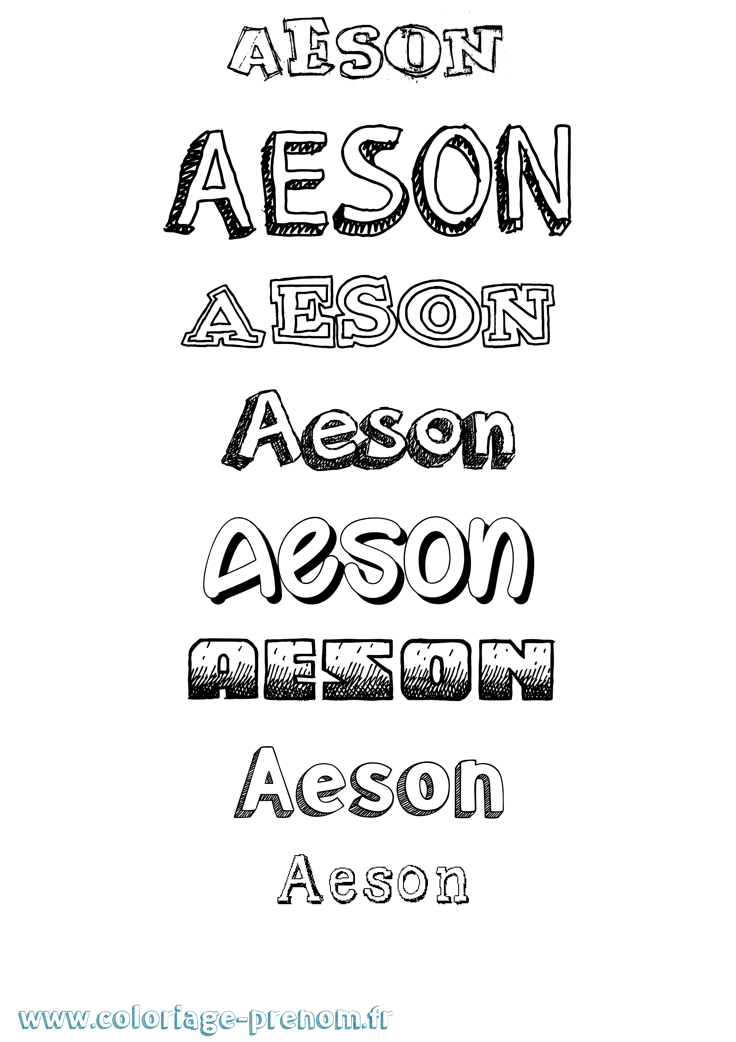 Coloriage Aeson Dessiné Coloriage prénom Aeson Dessiné