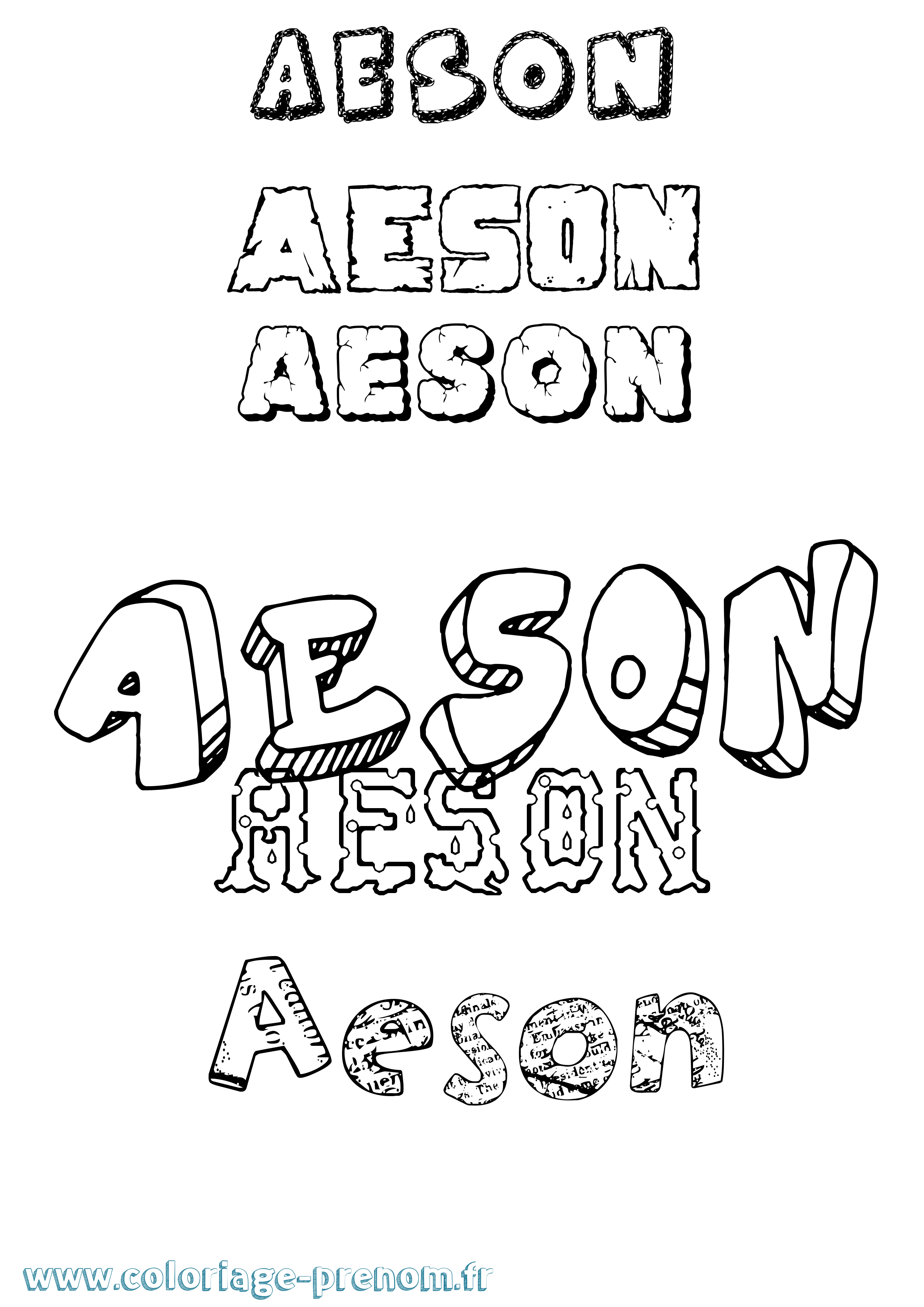 Coloriage Aeson Destructuré Coloriage prénom Aeson Destructuré