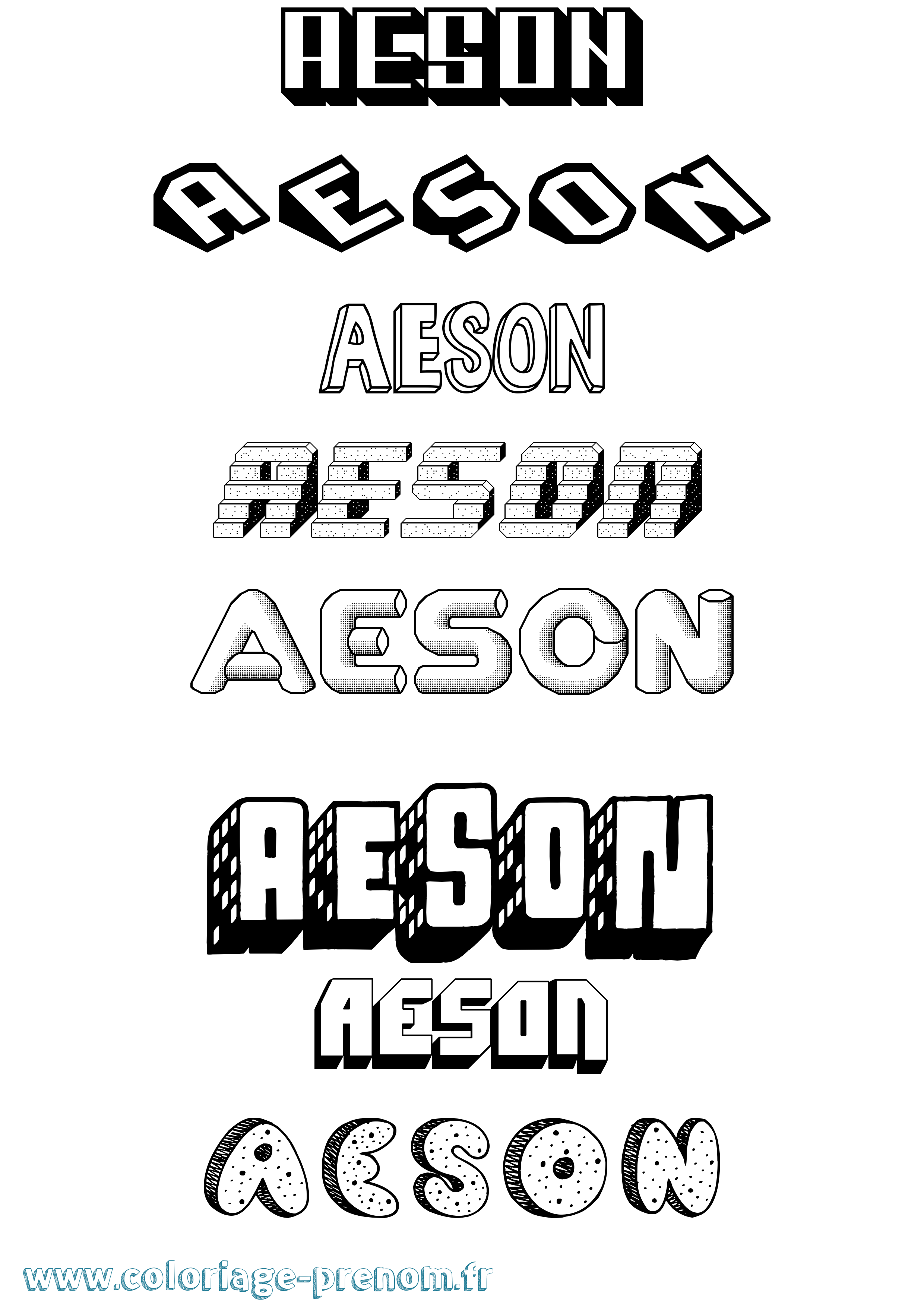 Coloriage Aeson Effet 3D Coloriage prénom Aeson Effet 3D