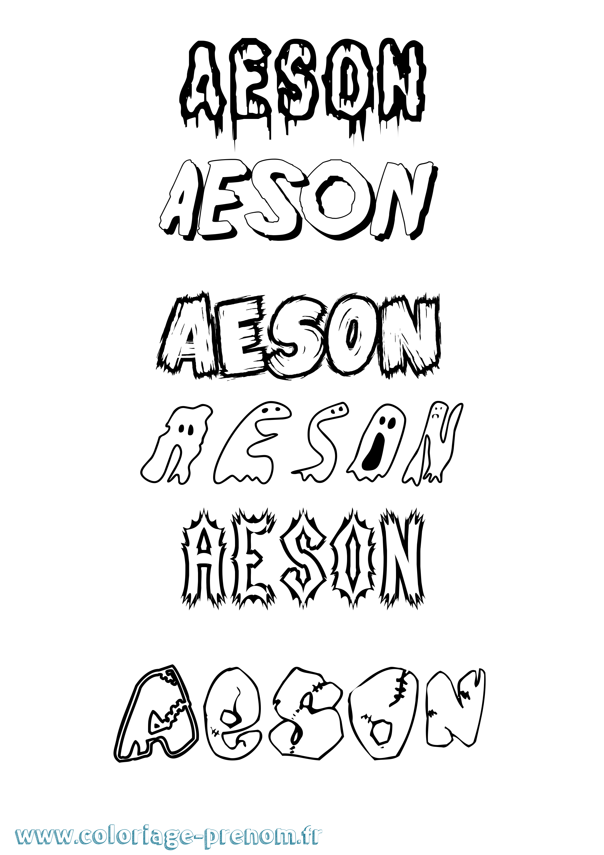 Coloriage Aeson Frisson Coloriage prénom Aeson Frisson