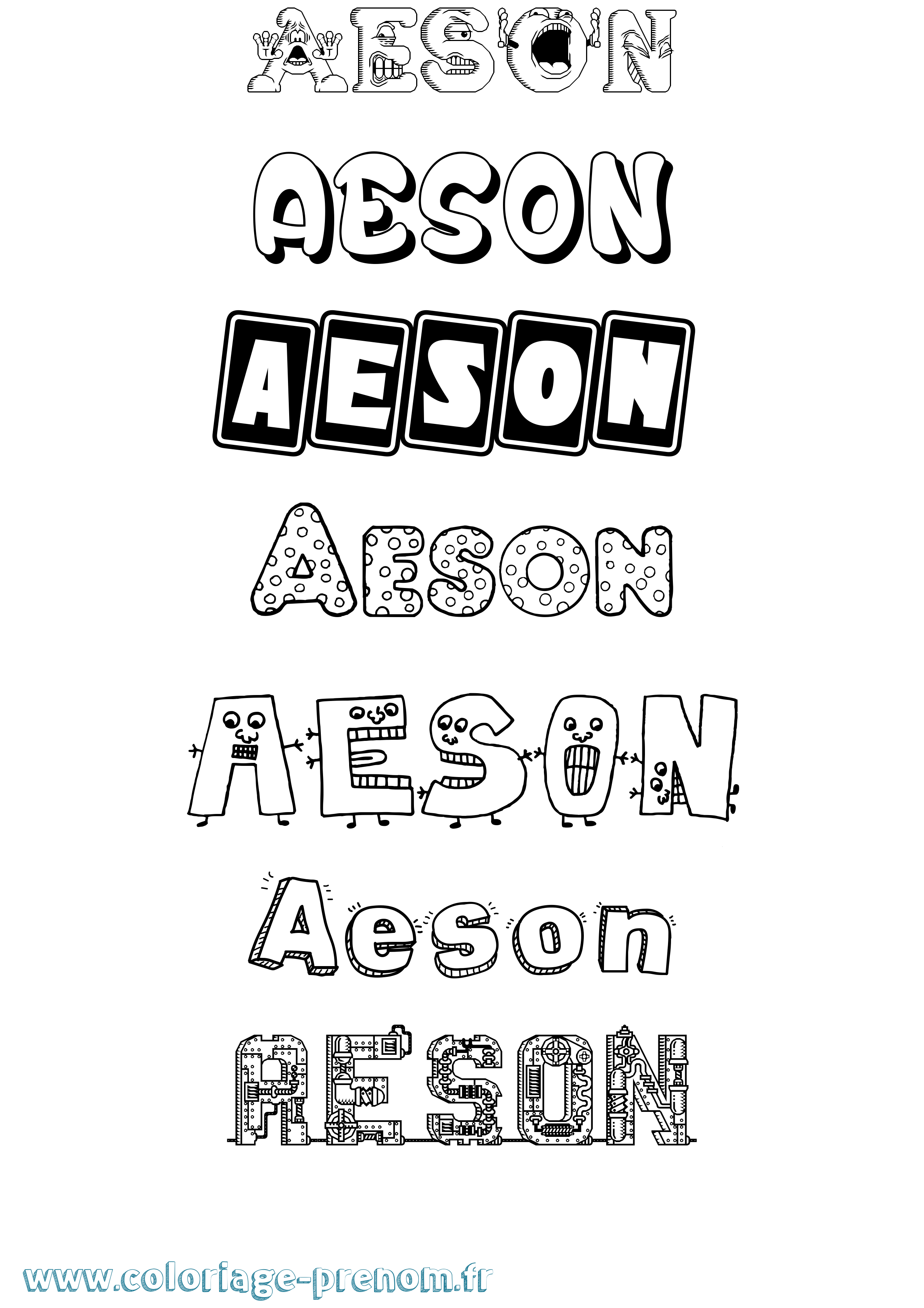 Coloriage prénom Aeson Fun