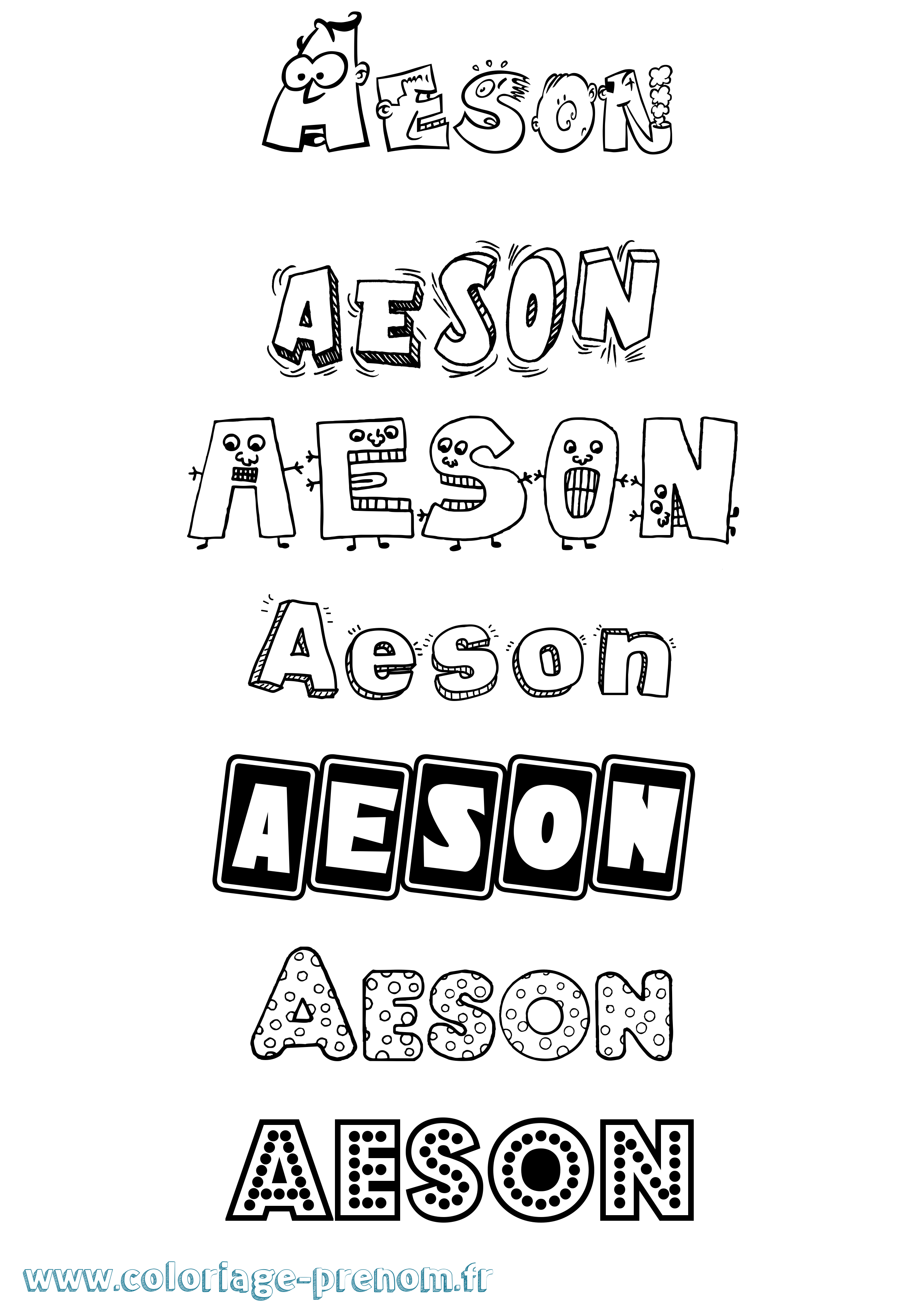 Coloriage Aeson Fun Coloriage prénom Aeson Fun