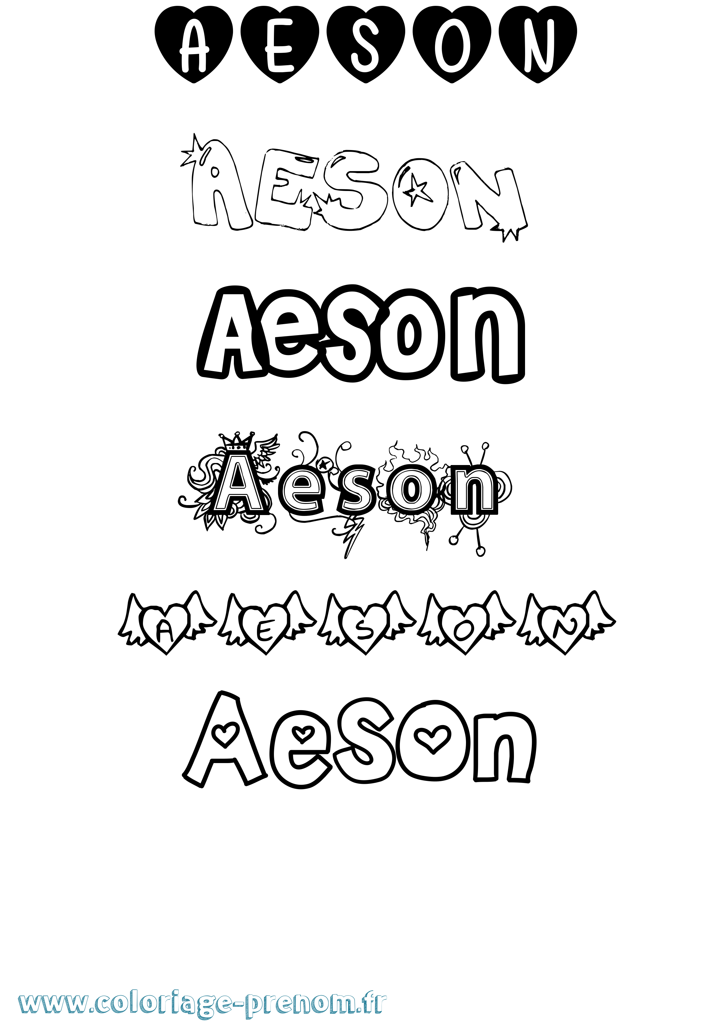 Coloriage prénom Aeson Girly