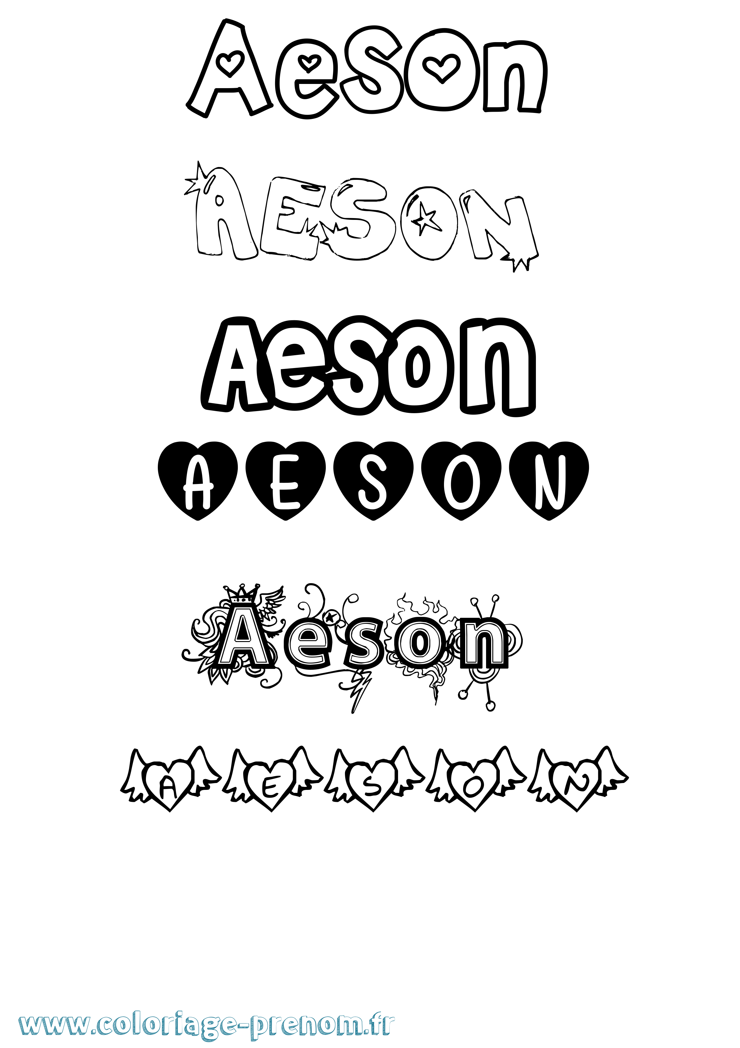 Coloriage Aeson Girly Coloriage prénom Aeson Girly
