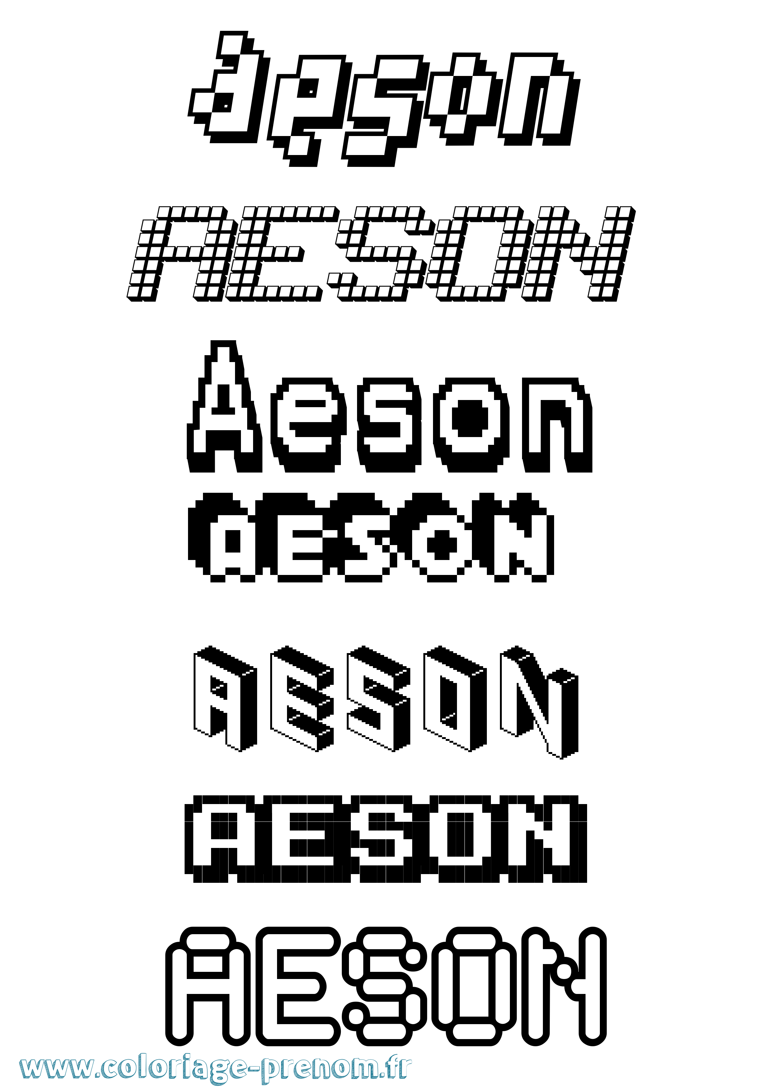 Coloriage prénom Aeson Pixel