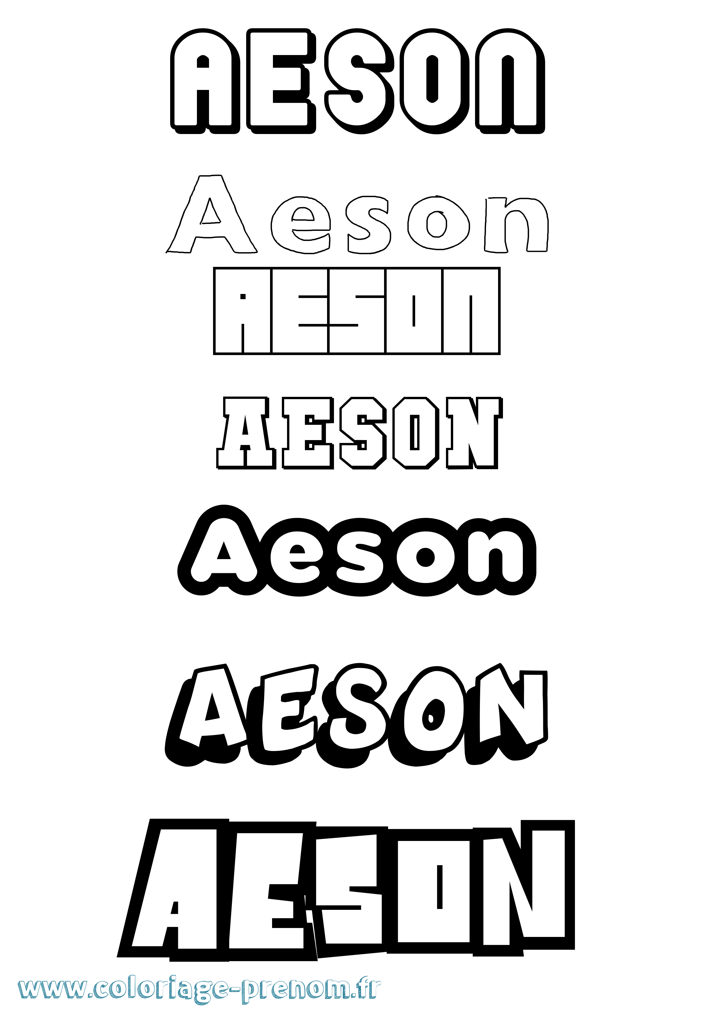 Coloriage Aeson Simple Coloriage prénom Aeson Simple