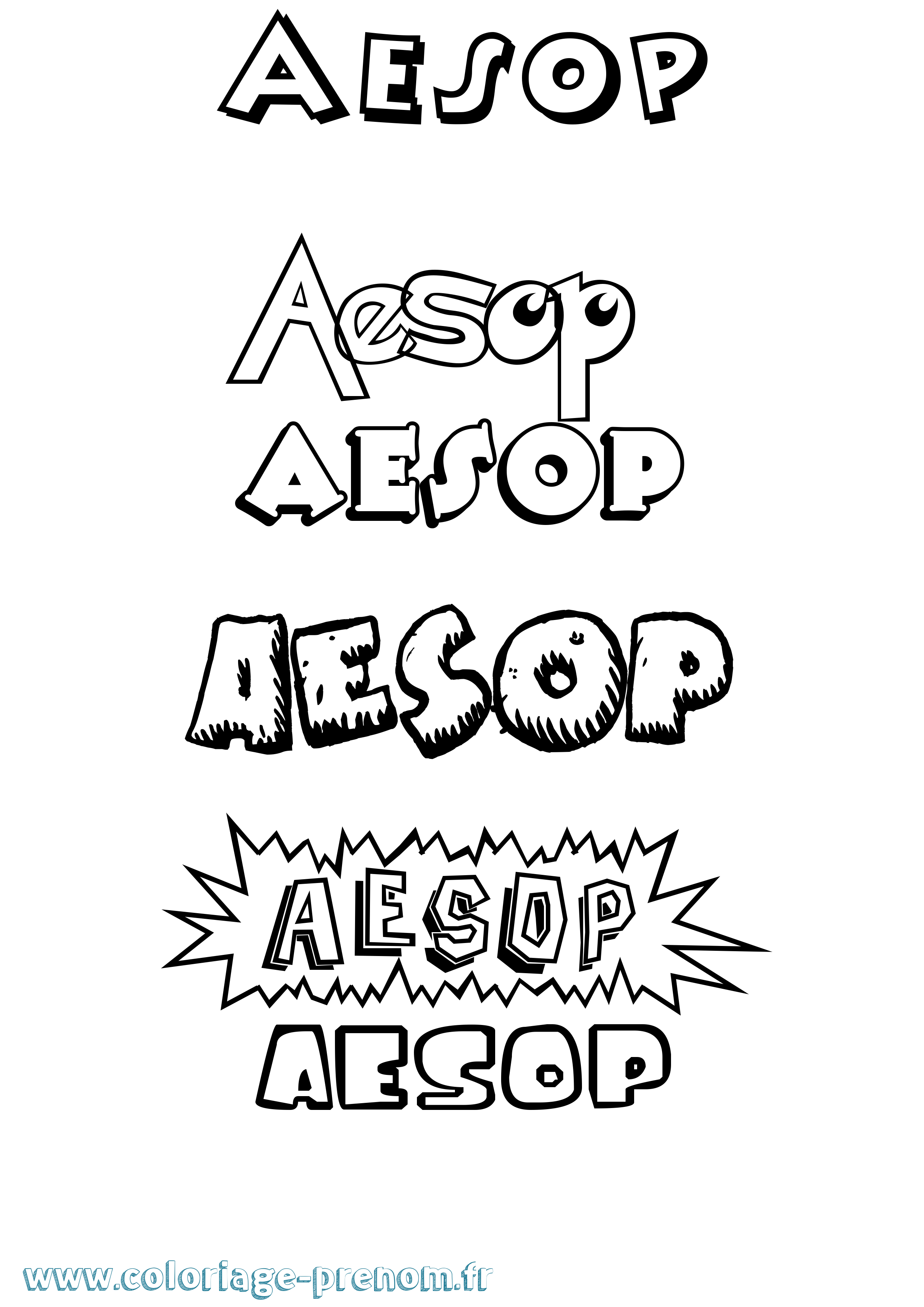 Coloriage prénom Aesop Dessin Animé
