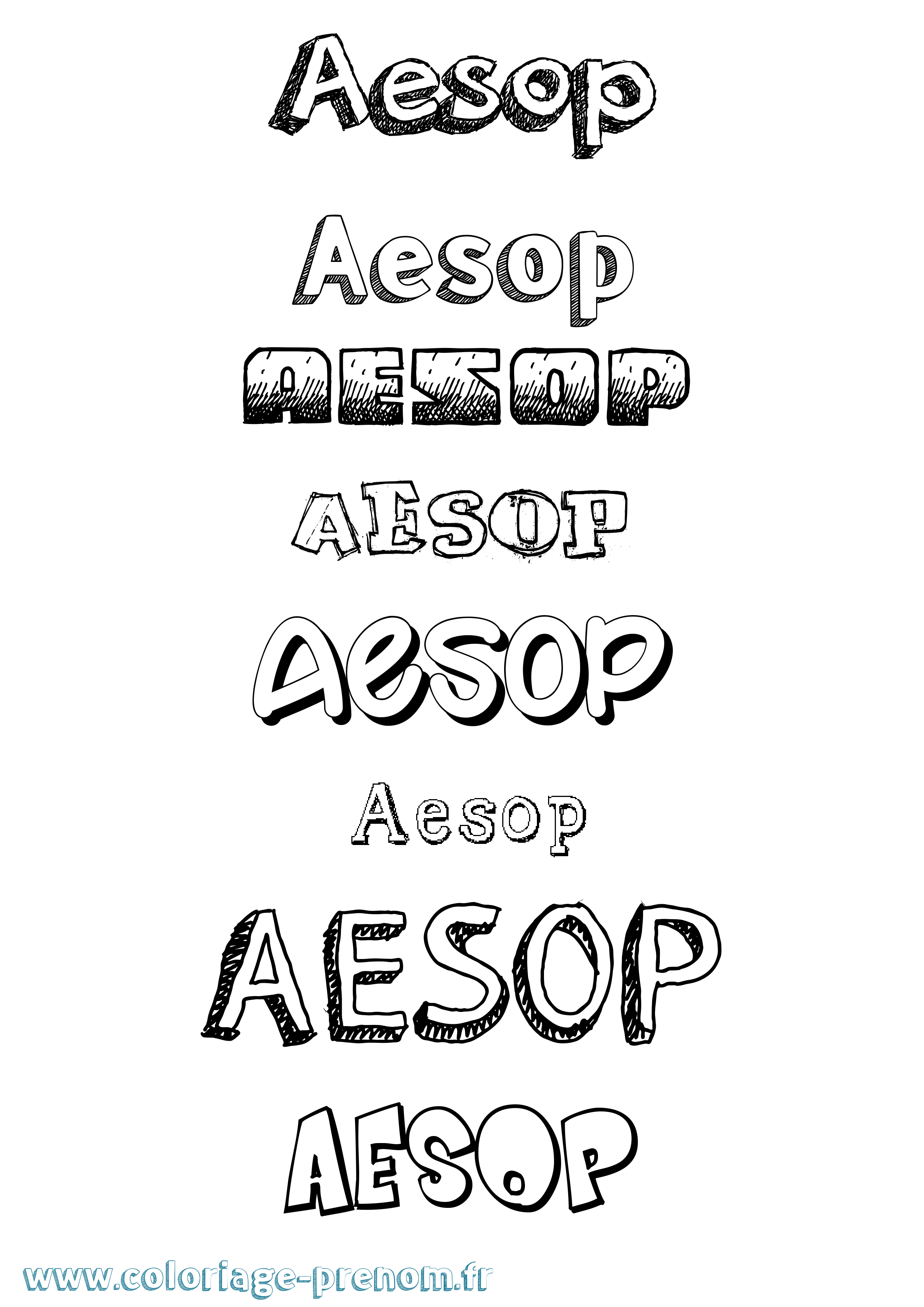Coloriage prénom Aesop Dessiné