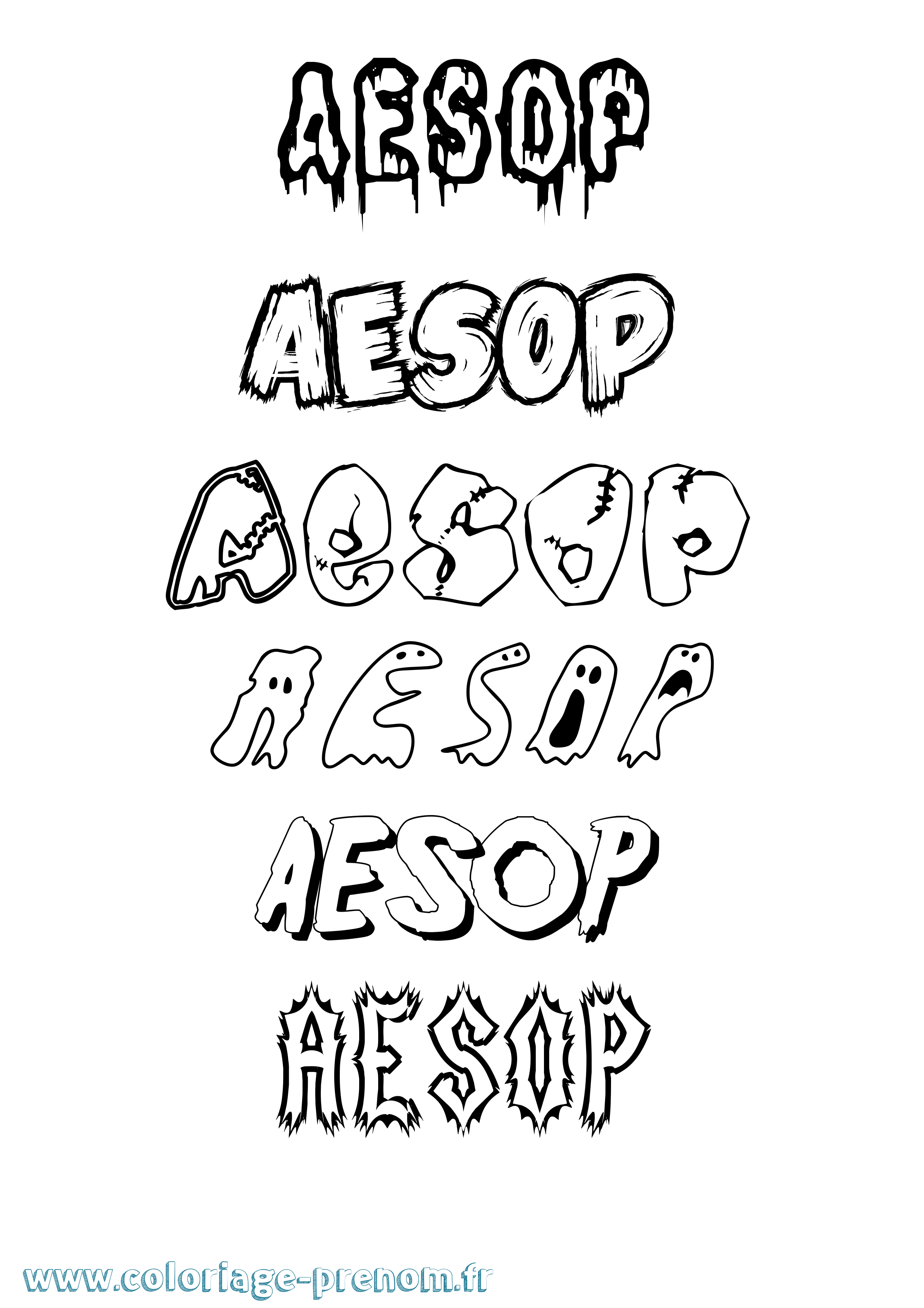 Coloriage prénom Aesop Frisson