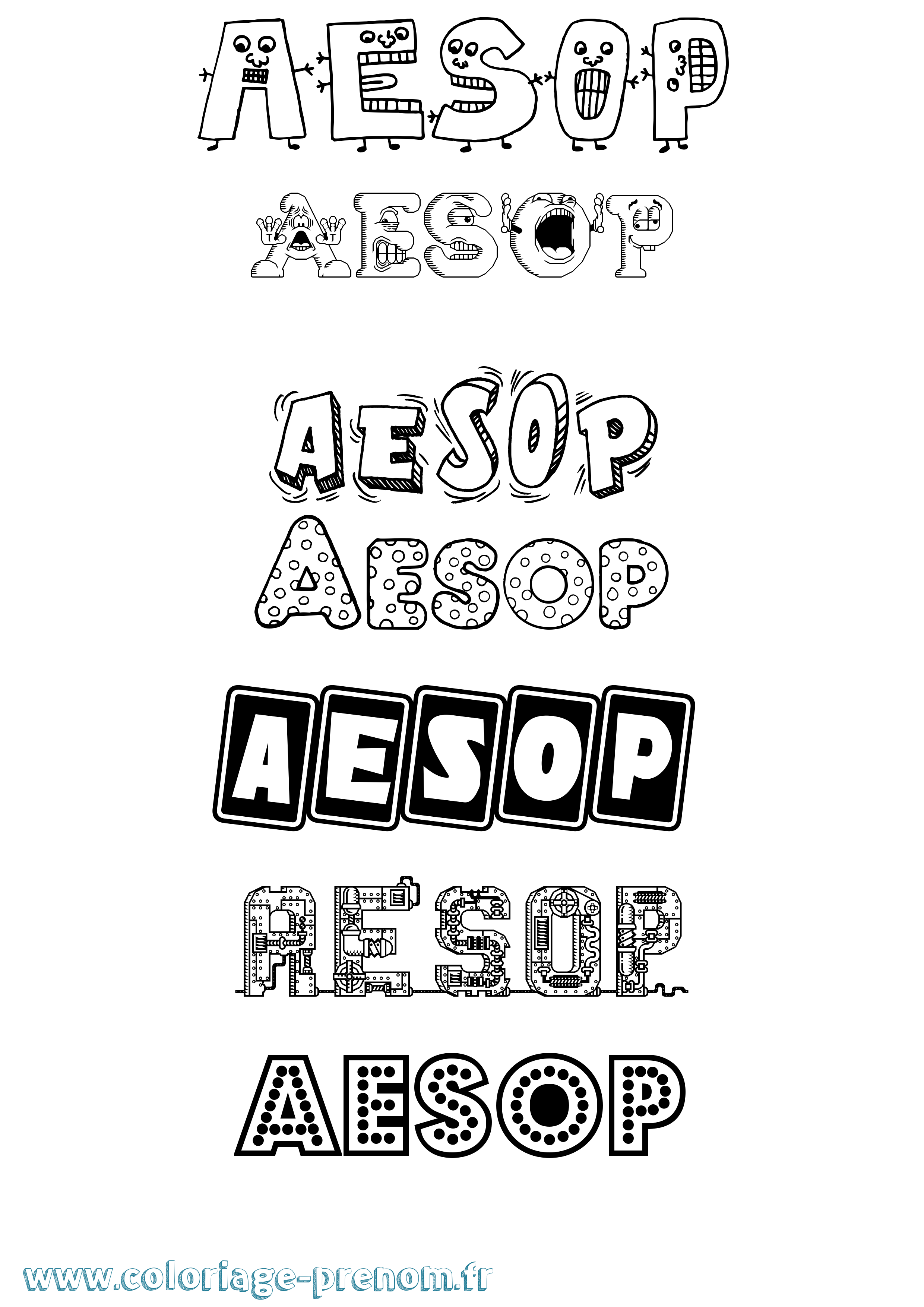 Coloriage prénom Aesop Fun