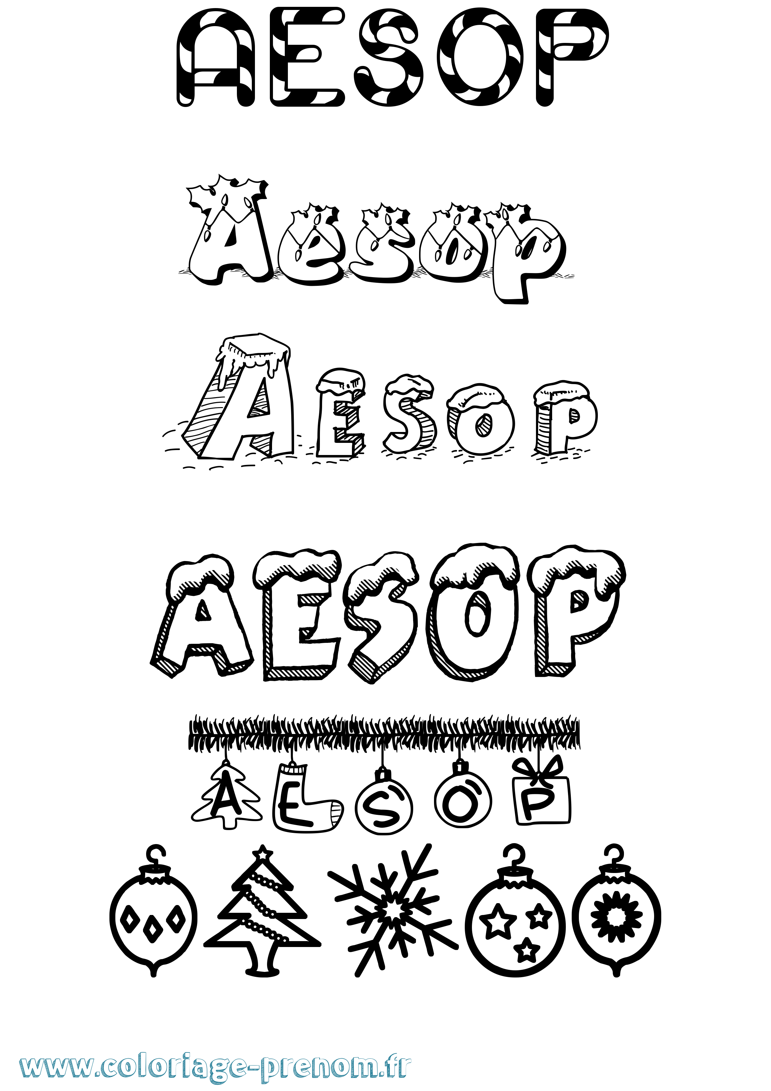 Coloriage prénom Aesop Noël