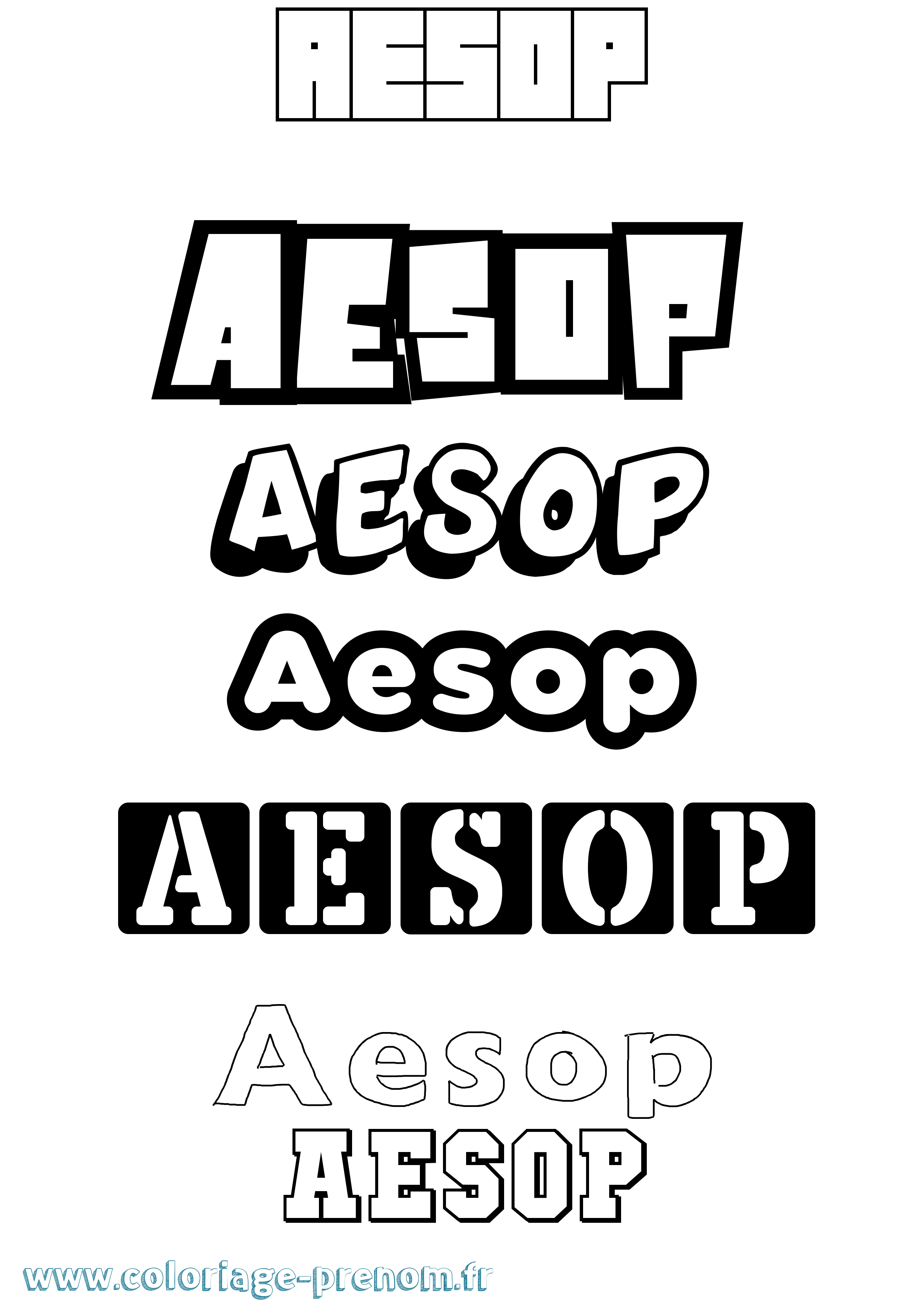 Coloriage prénom Aesop Simple