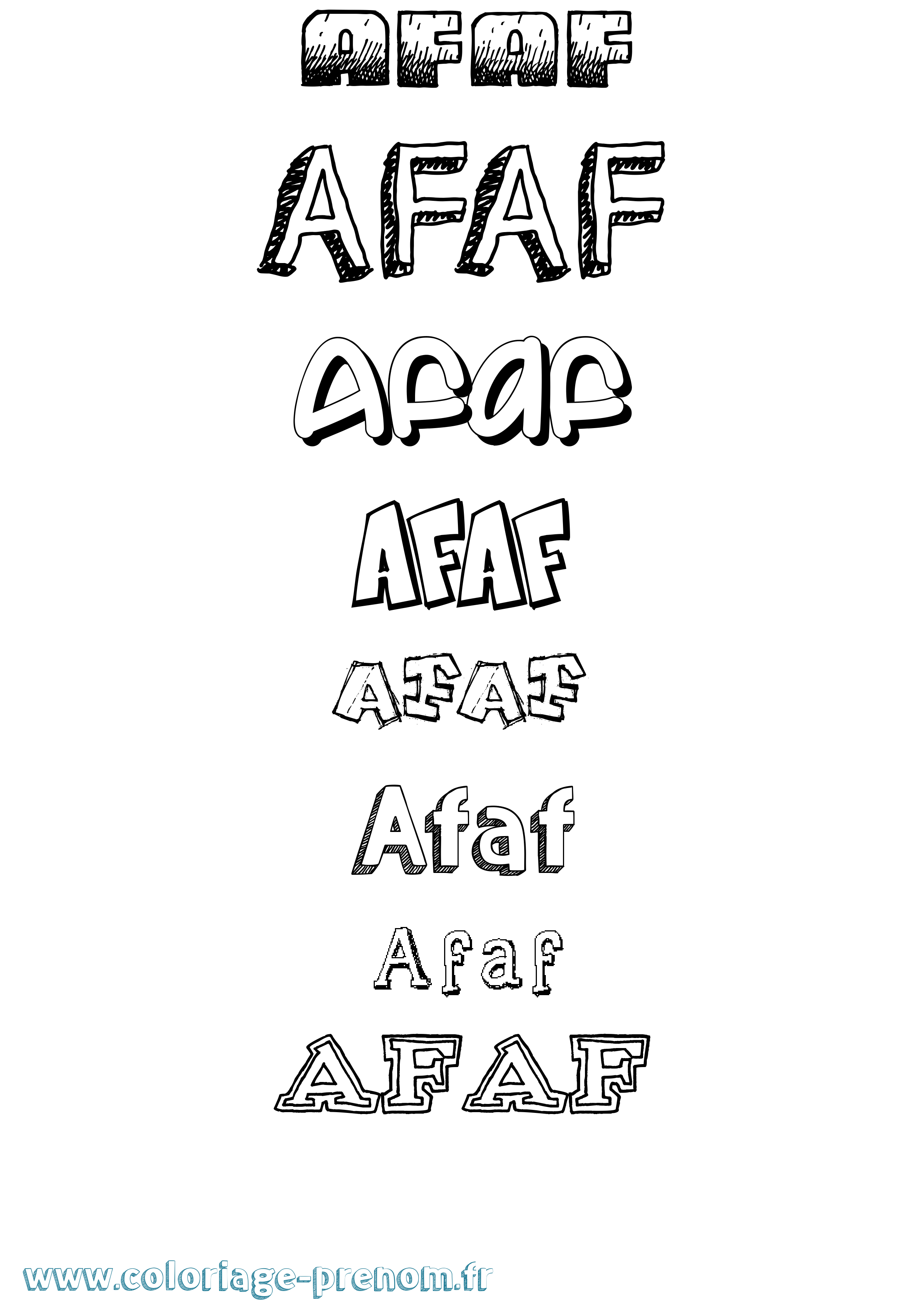 Coloriage prénom Afaf Dessiné
