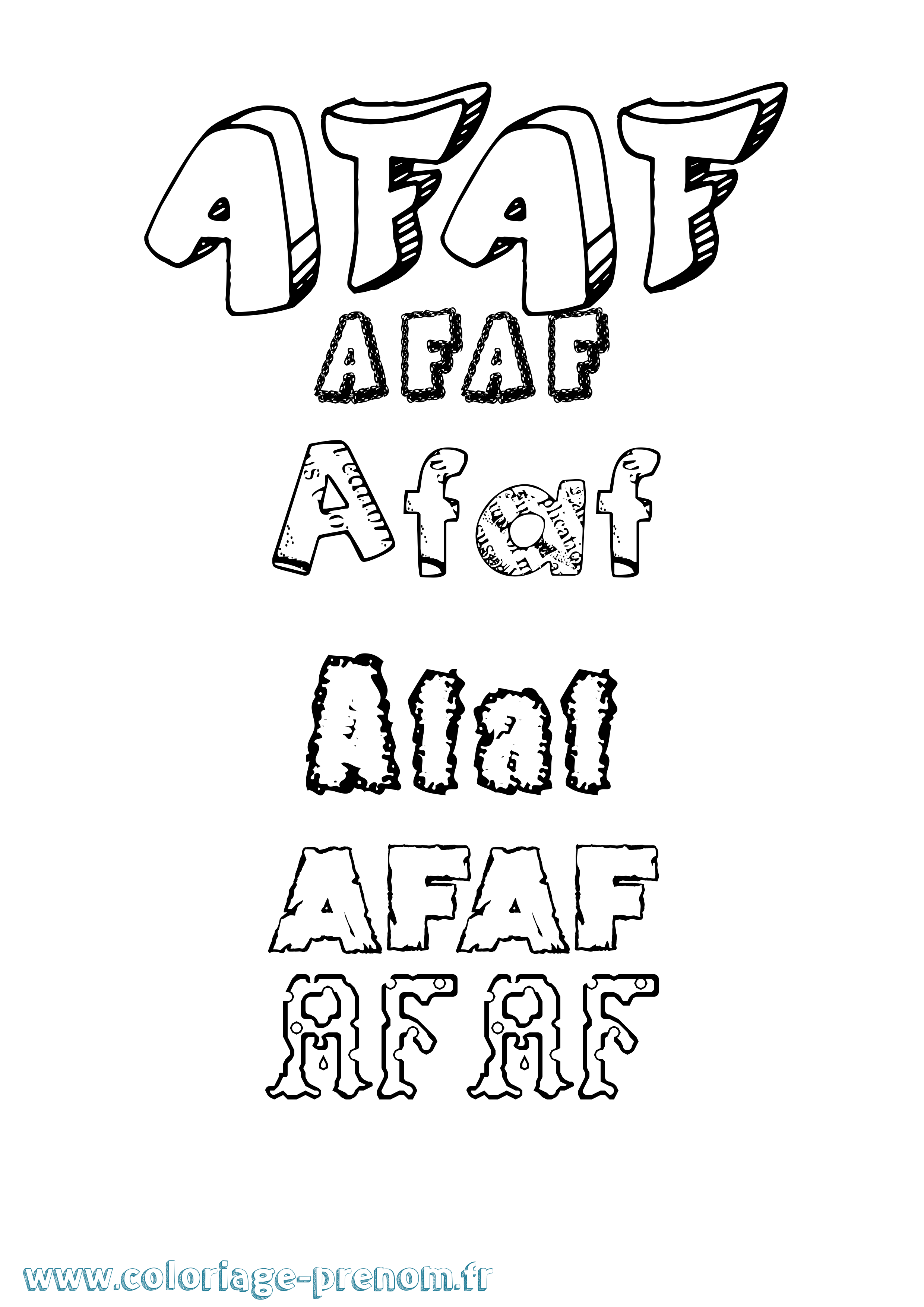 Coloriage prénom Afaf Destructuré