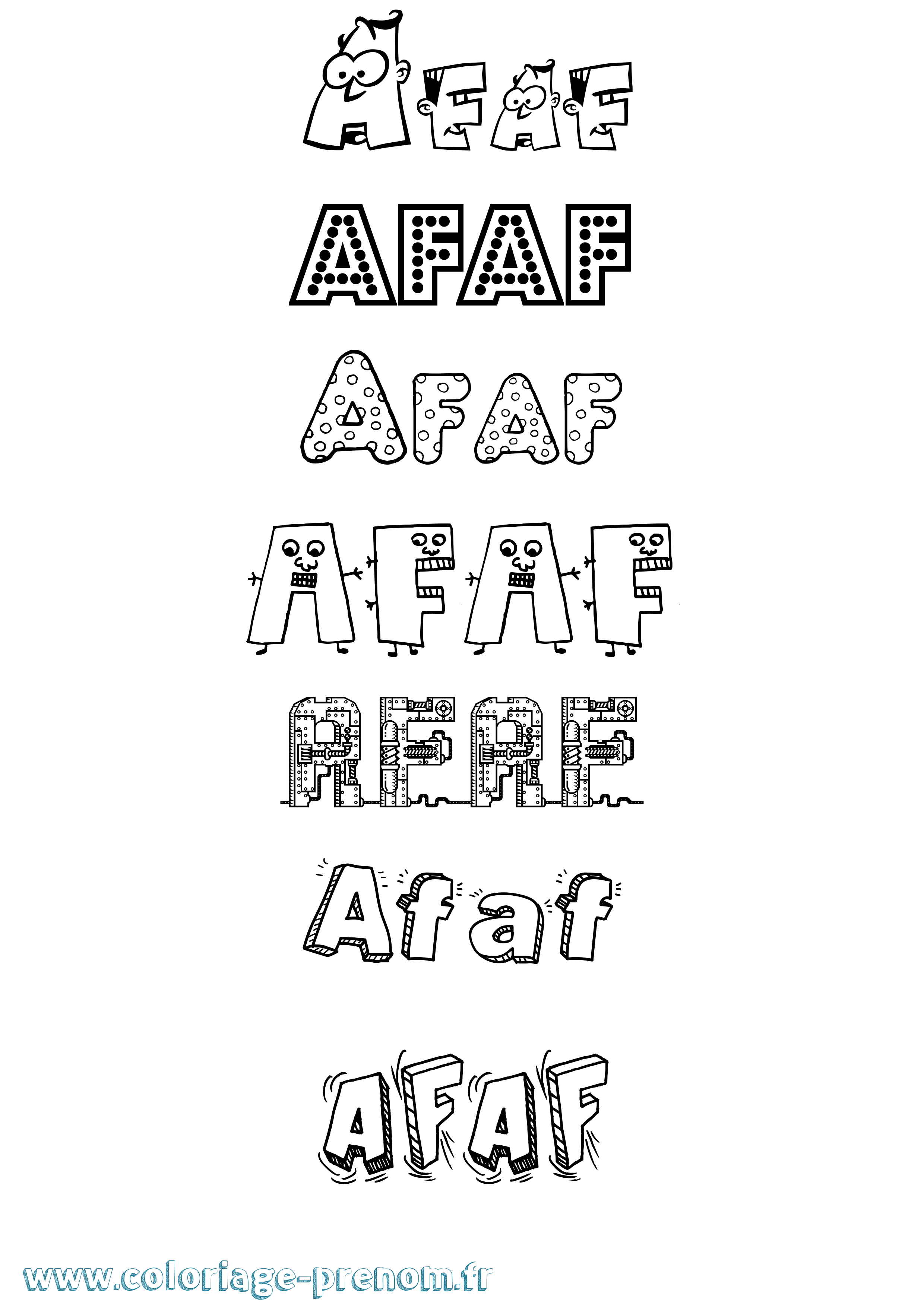 Coloriage prénom Afaf Fun