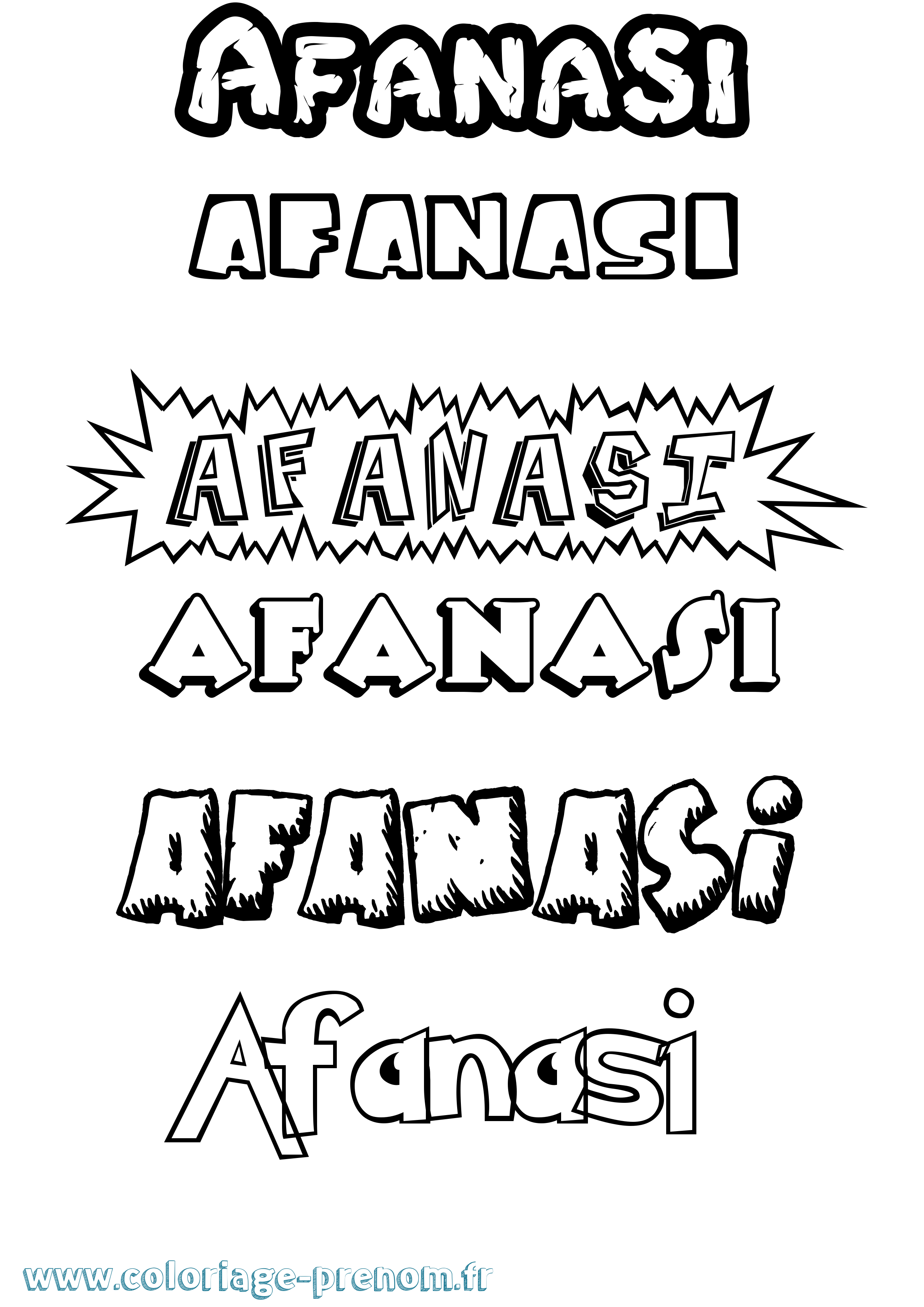 Coloriage prénom Afanasi Dessin Animé
