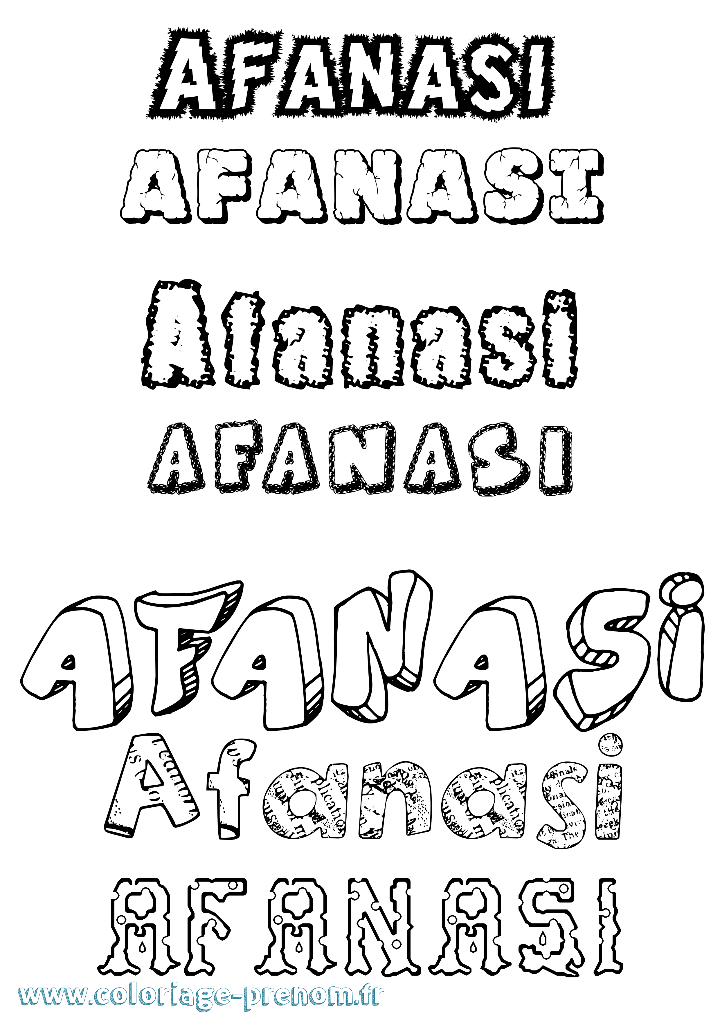 Coloriage prénom Afanasi Destructuré