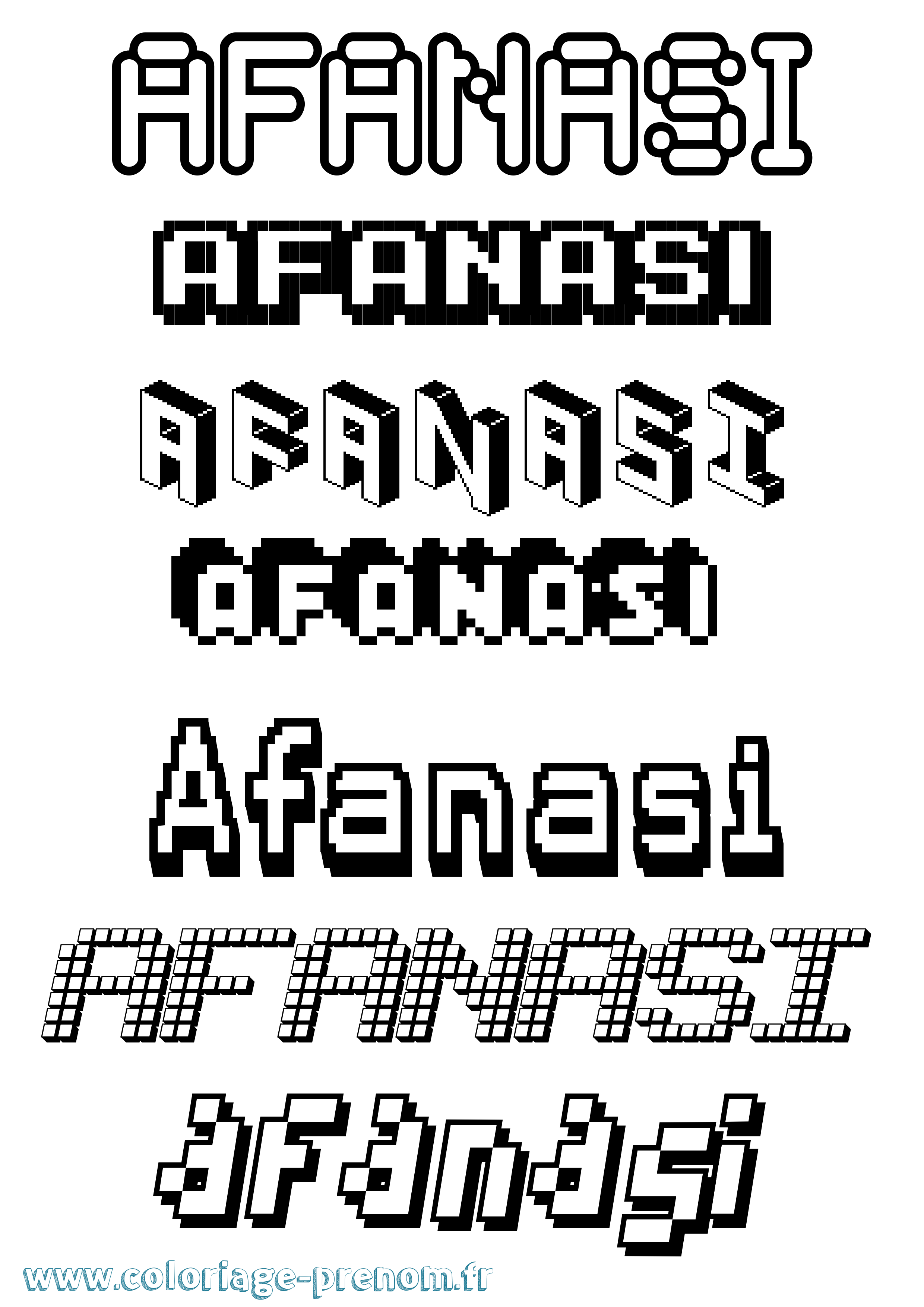 Coloriage prénom Afanasi Pixel