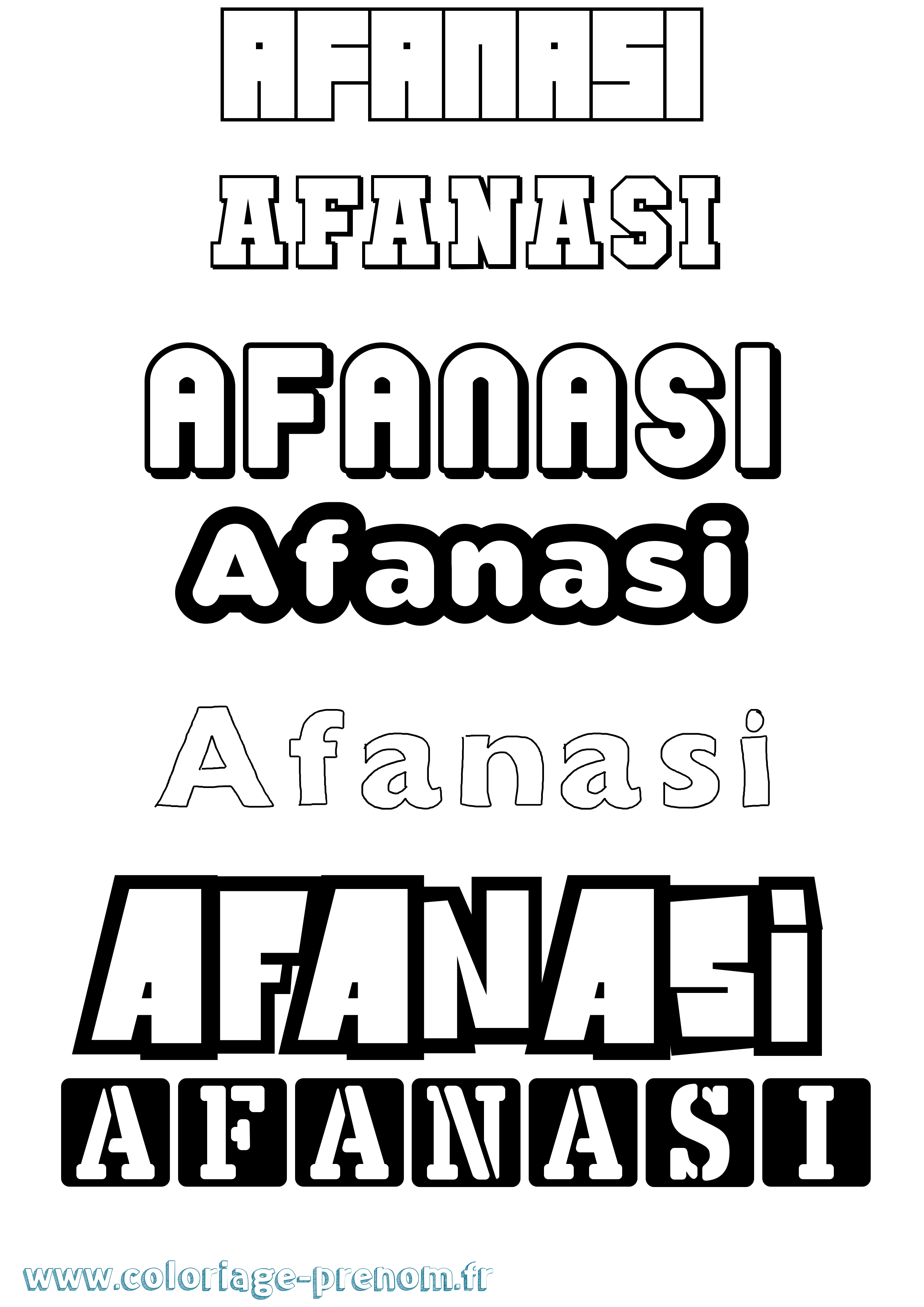 Coloriage prénom Afanasi Simple