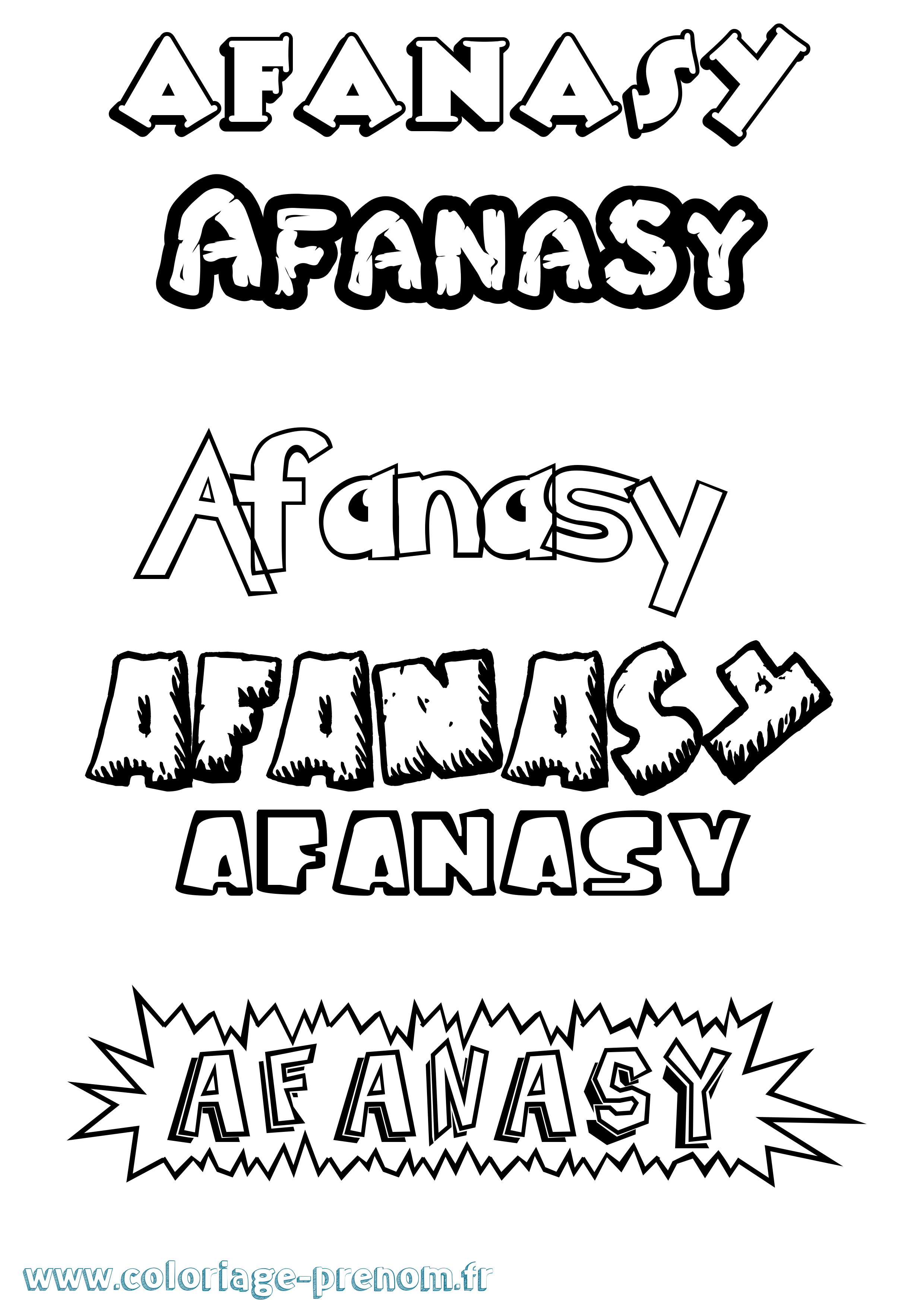 Coloriage Afanasy Dessin Animé Coloriage prénom Afanasy Dessin Animé