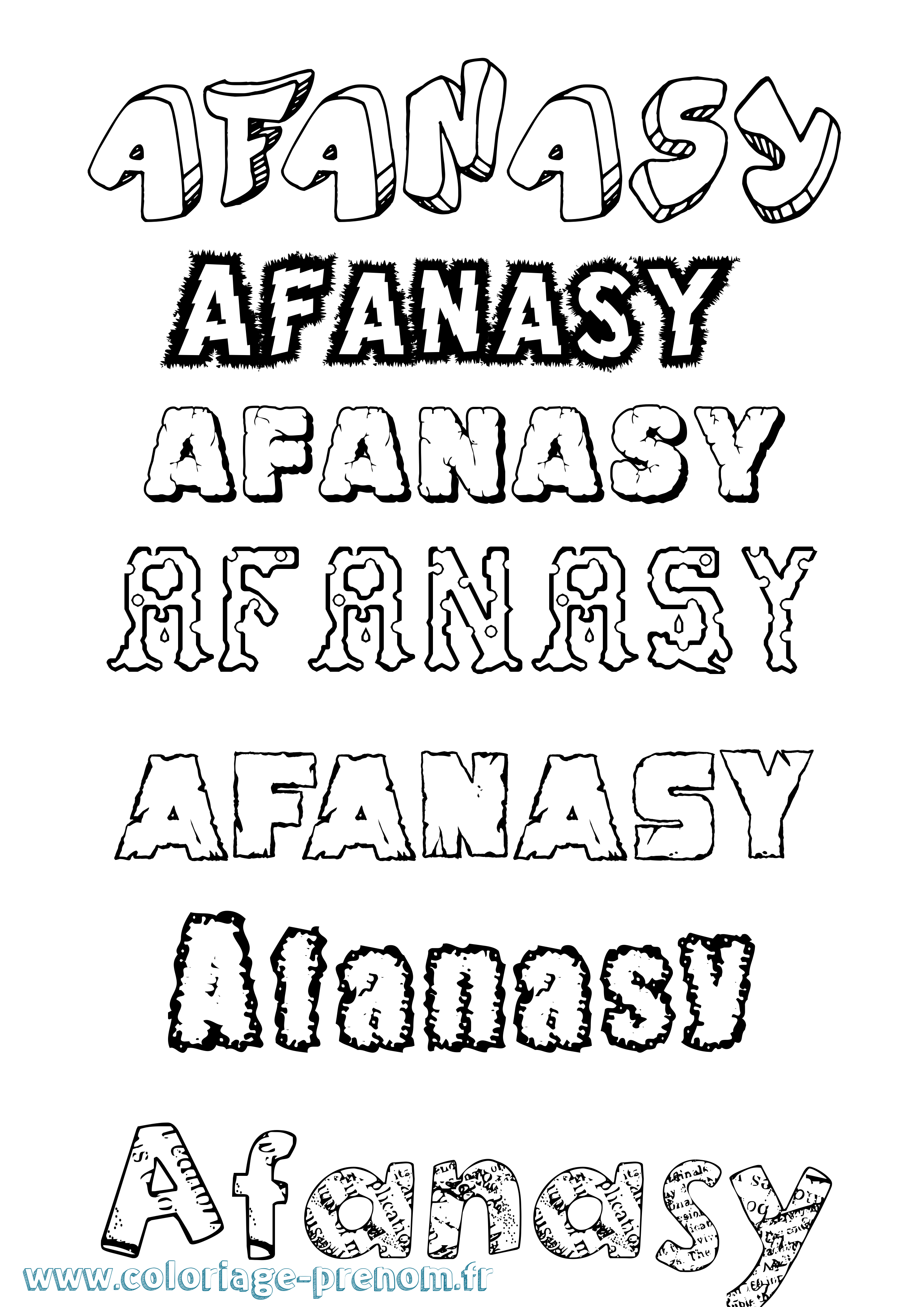 Coloriage Afanasy Destructuré Coloriage prénom Afanasy Destructuré