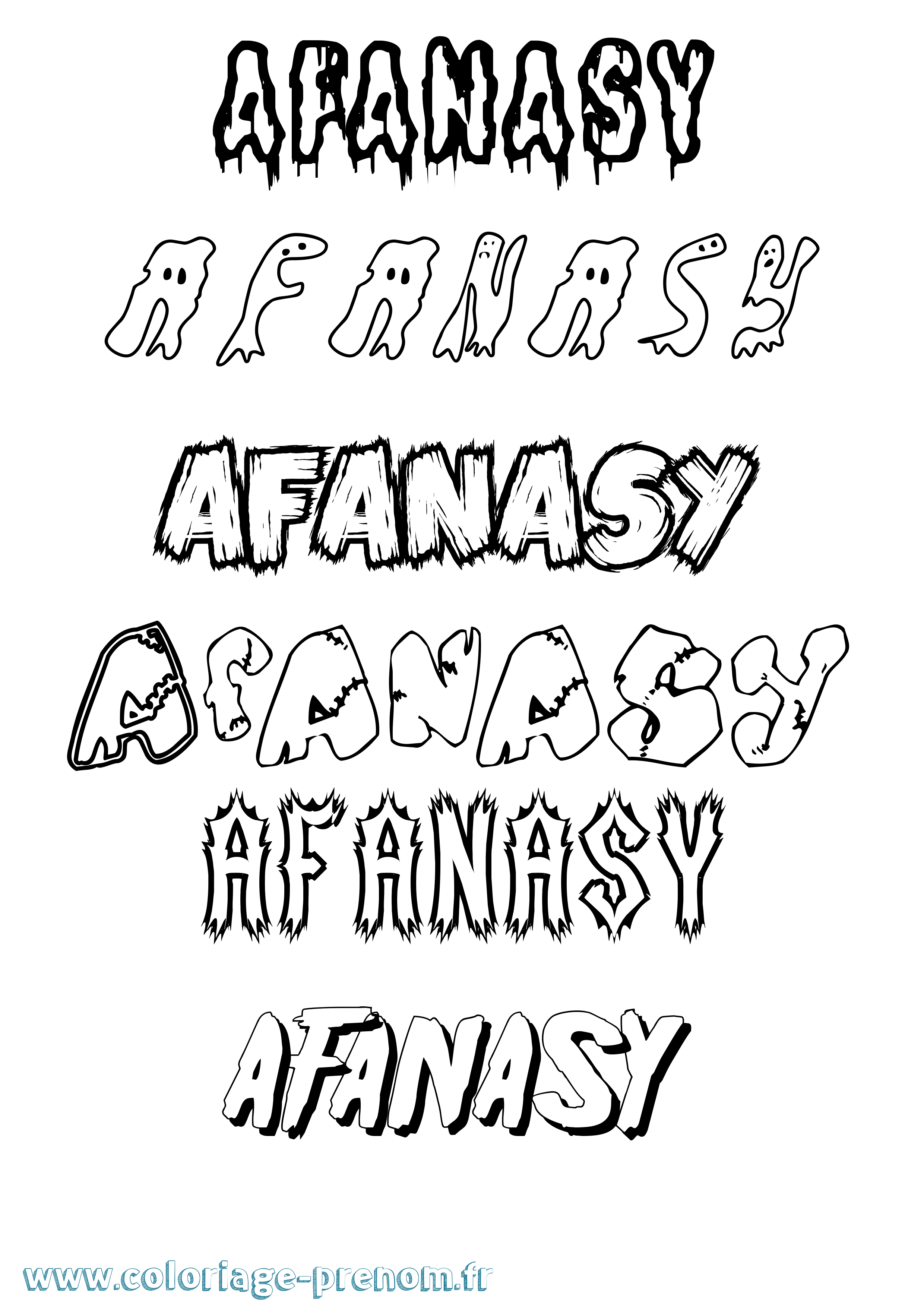 Coloriage Afanasy Frisson Coloriage prénom Afanasy Frisson