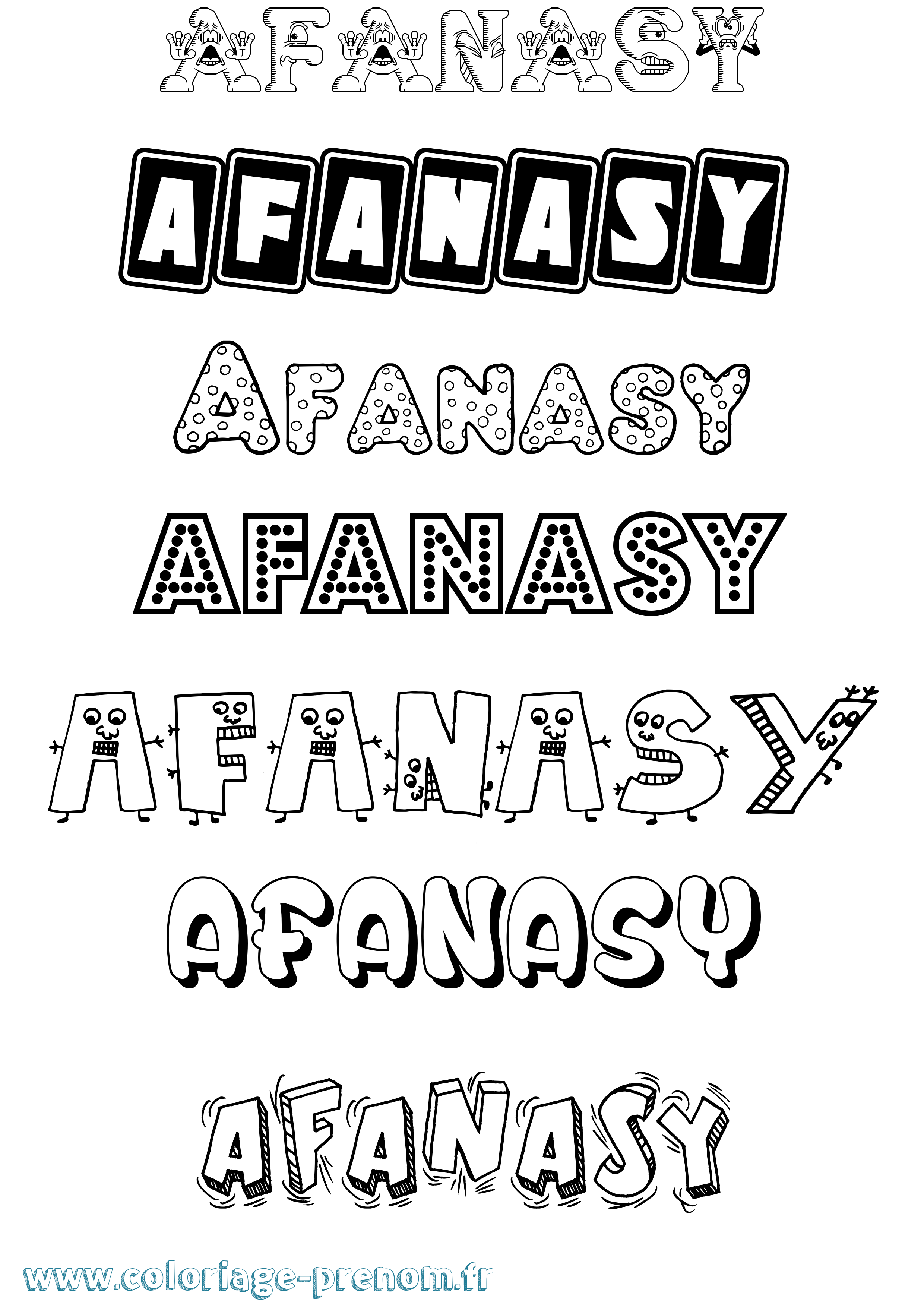 Coloriage prénom Afanasy Fun