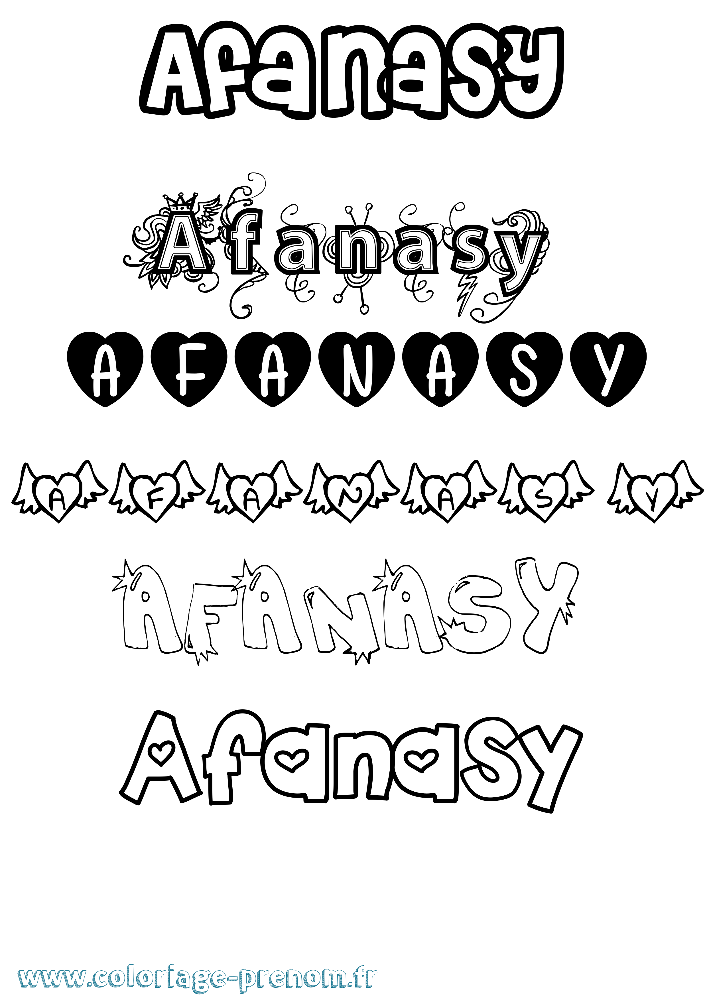 Coloriage Afanasy Girly Coloriage prénom Afanasy Girly