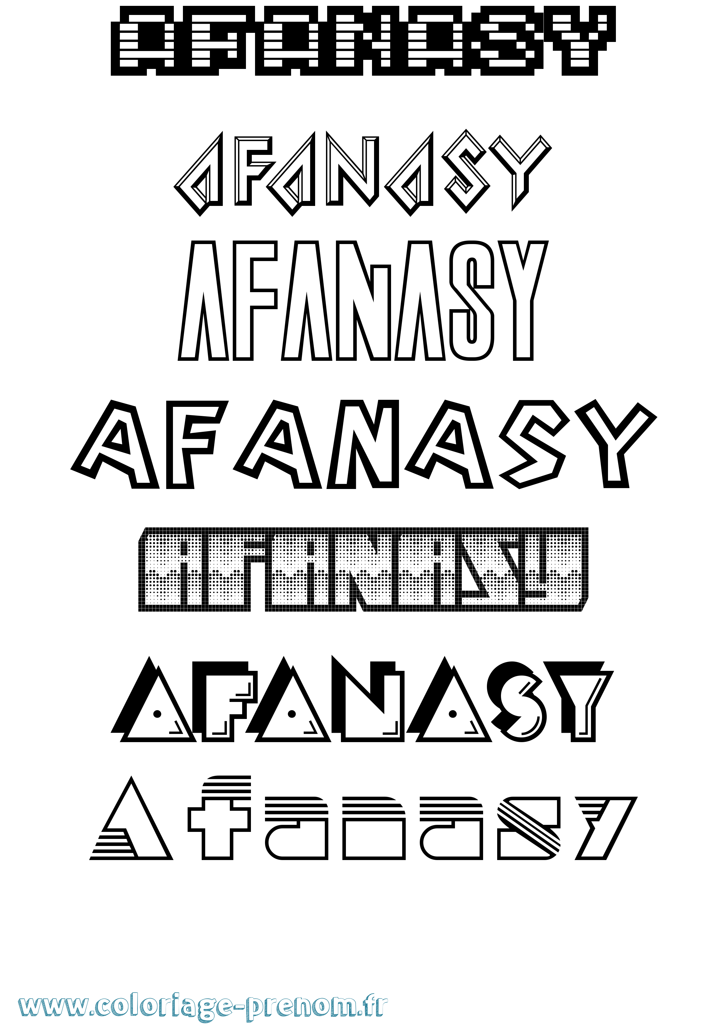 Coloriage prénom Afanasy Jeux Vidéos