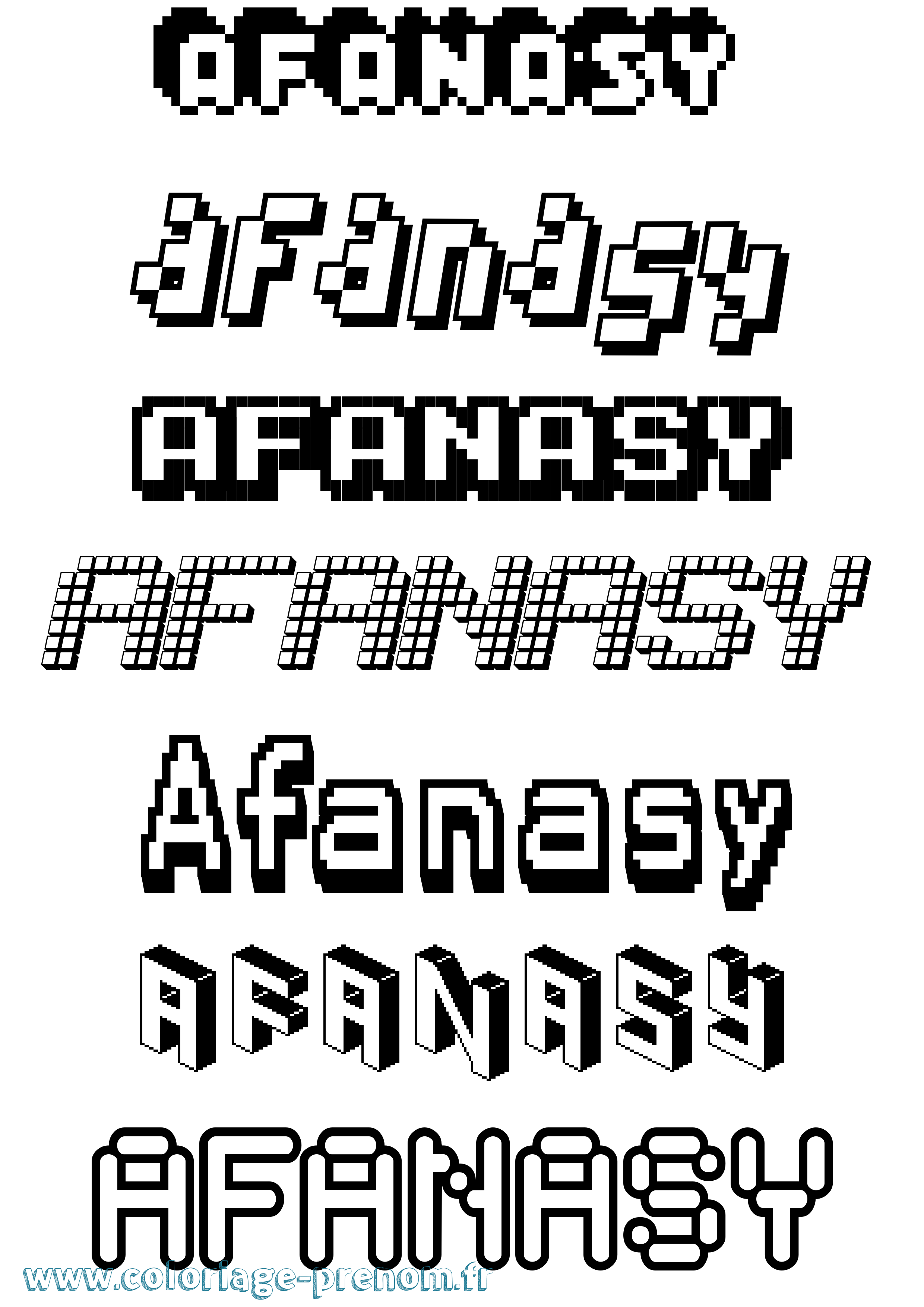 Coloriage prénom Afanasy Pixel