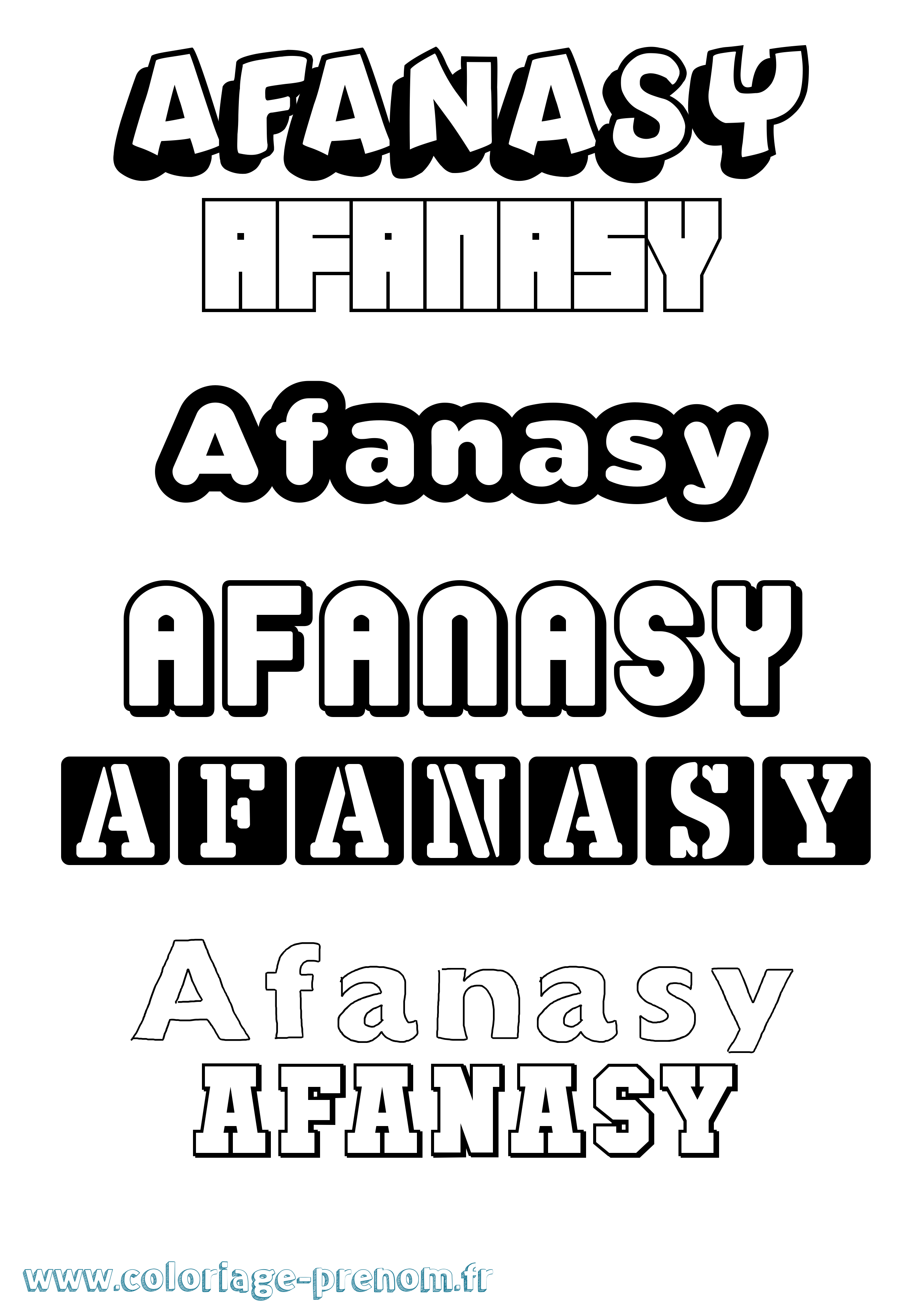 Coloriage Afanasy Simple Coloriage prénom Afanasy Simple