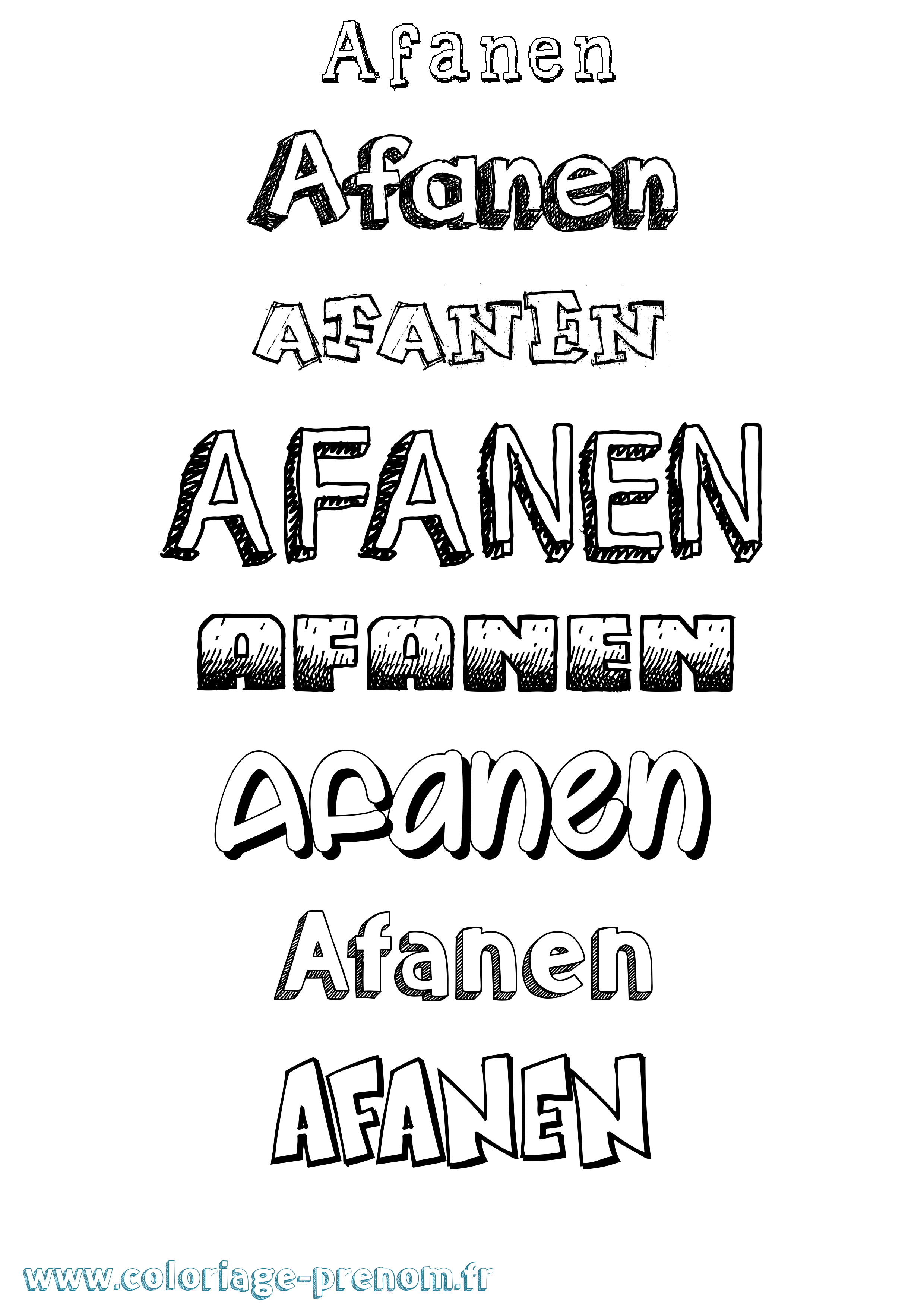 Coloriage prénom Afanen Dessiné