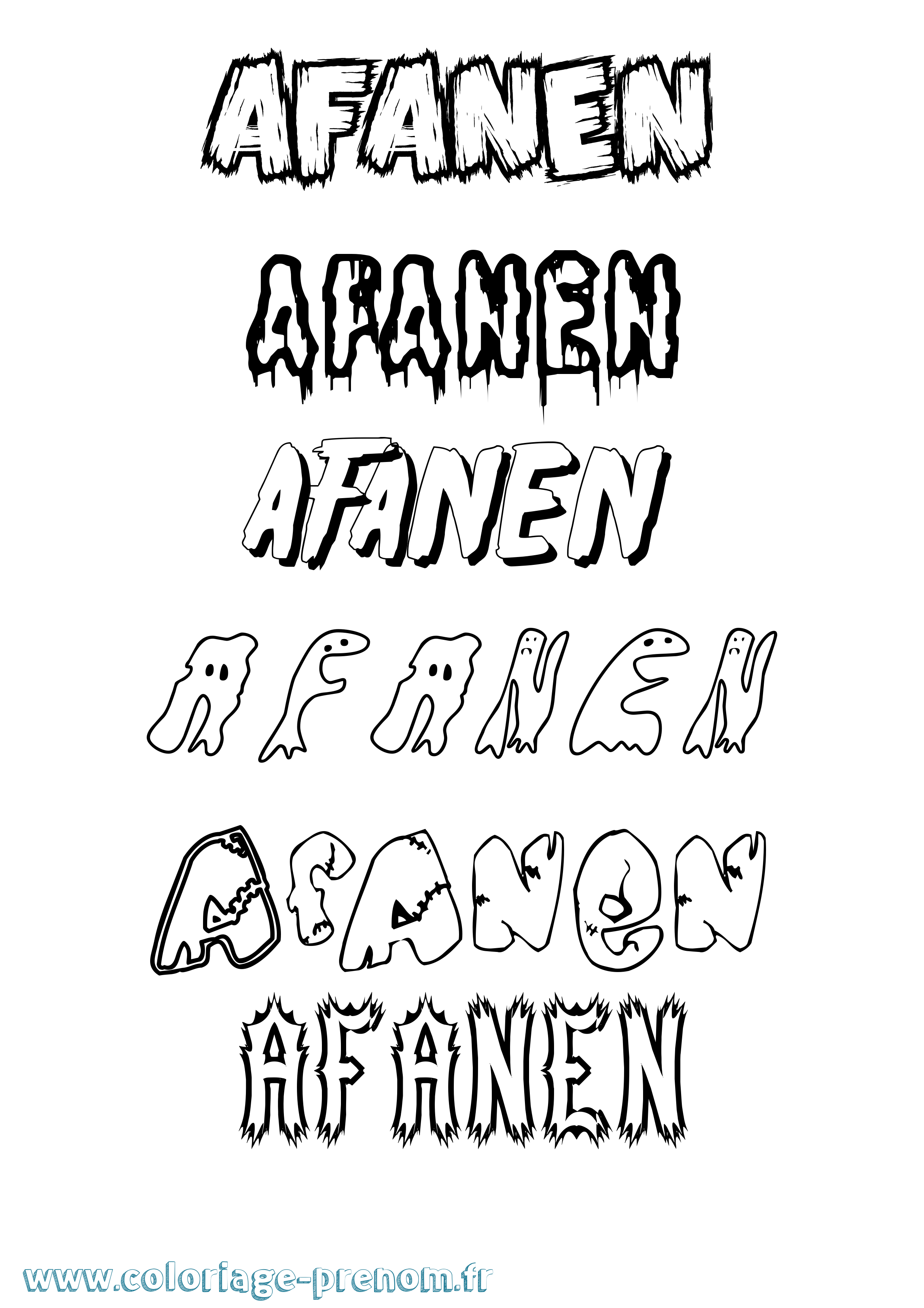 Coloriage prénom Afanen Frisson