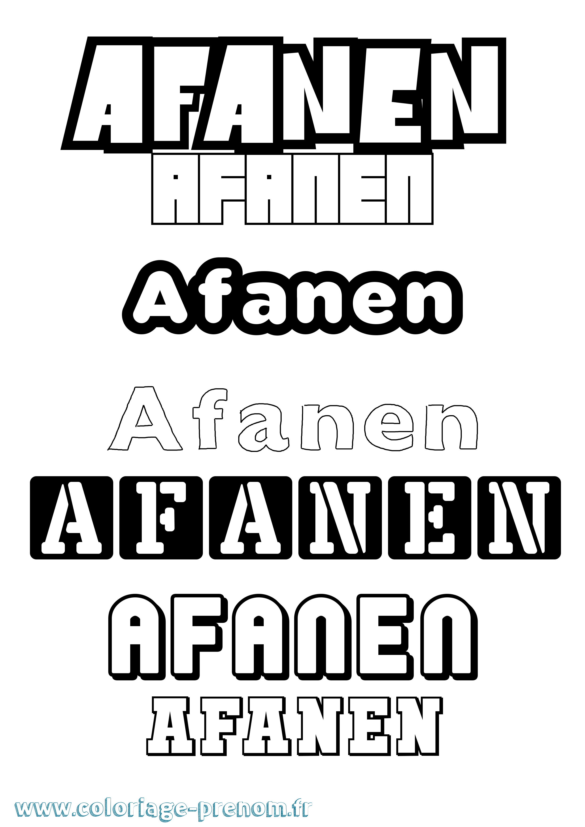 Coloriage prénom Afanen Simple