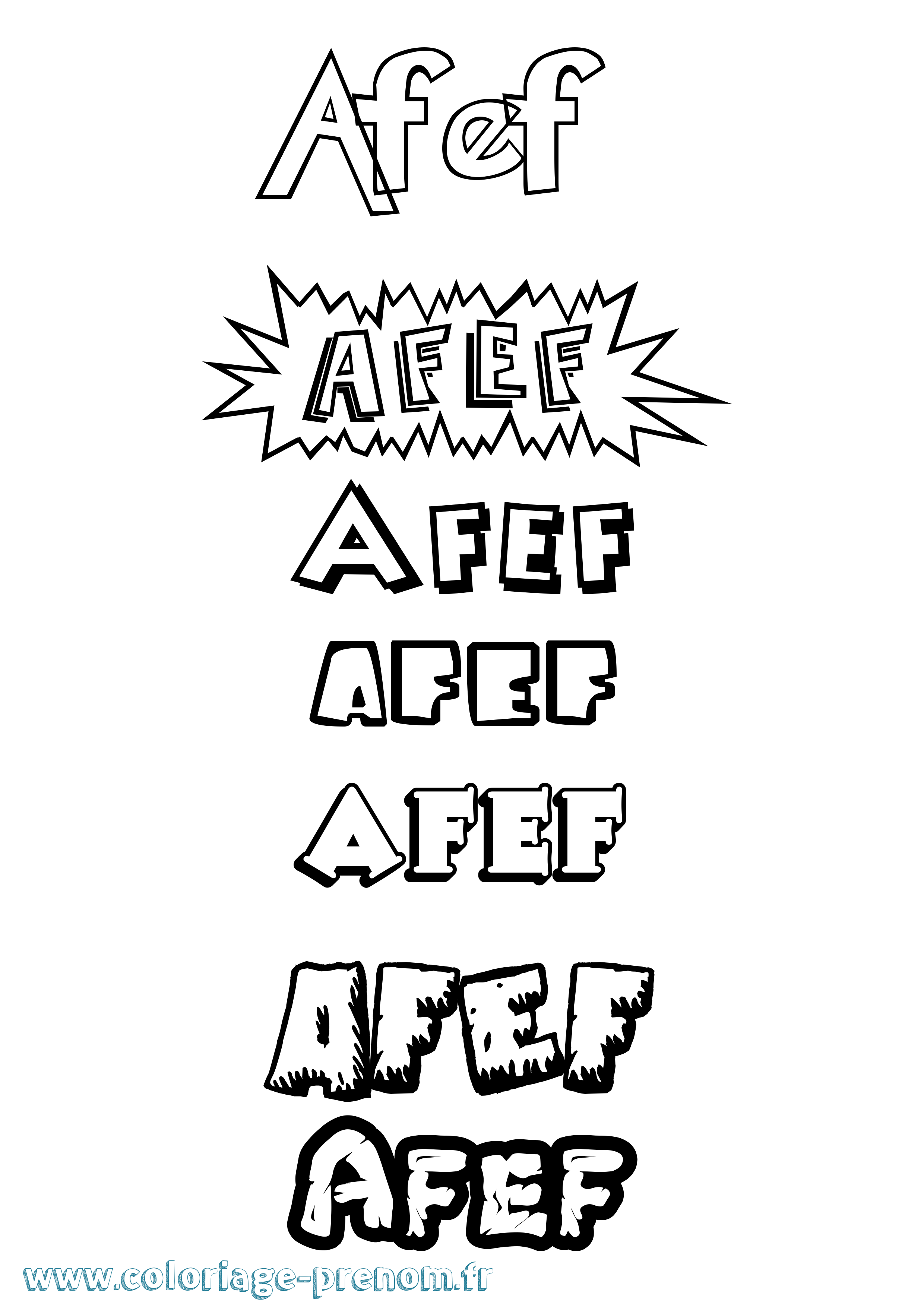 Coloriage prénom Afef Dessin Animé