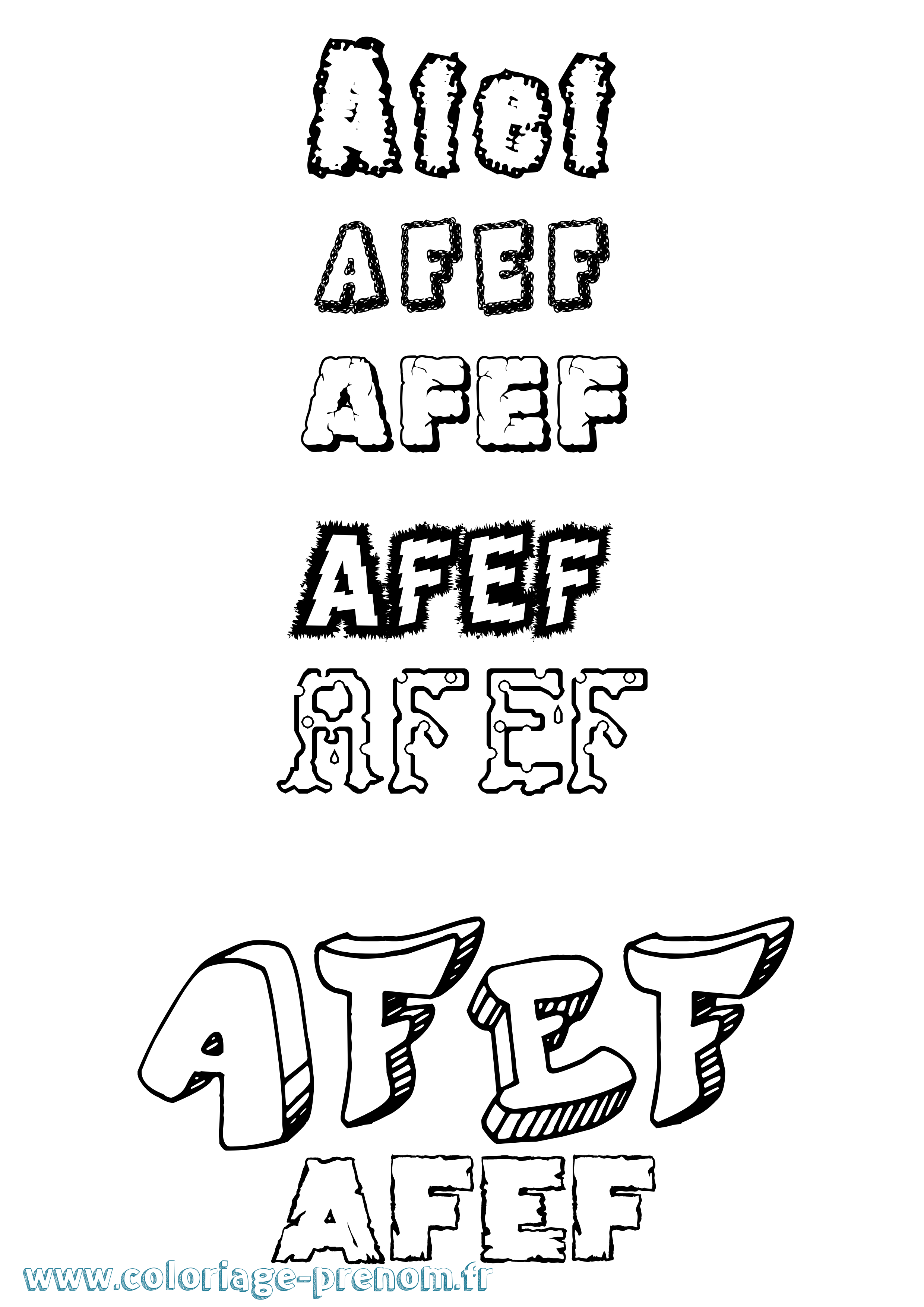 Coloriage prénom Afef Destructuré