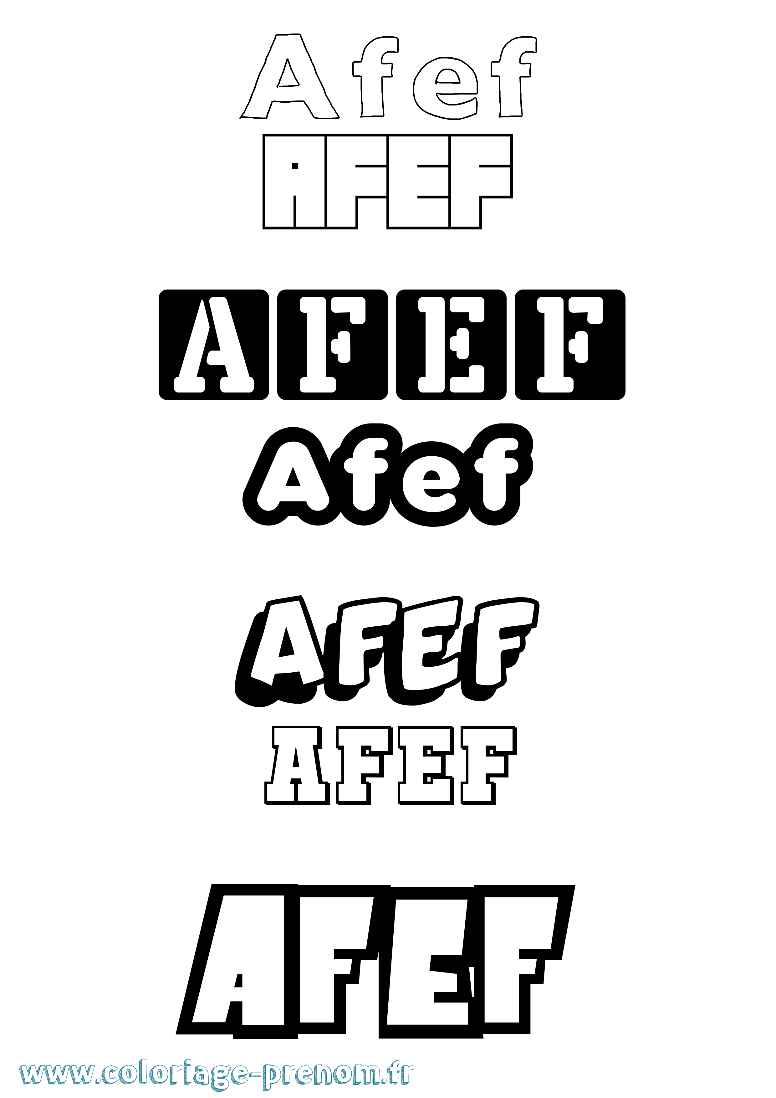 Coloriage prénom Afef Simple
