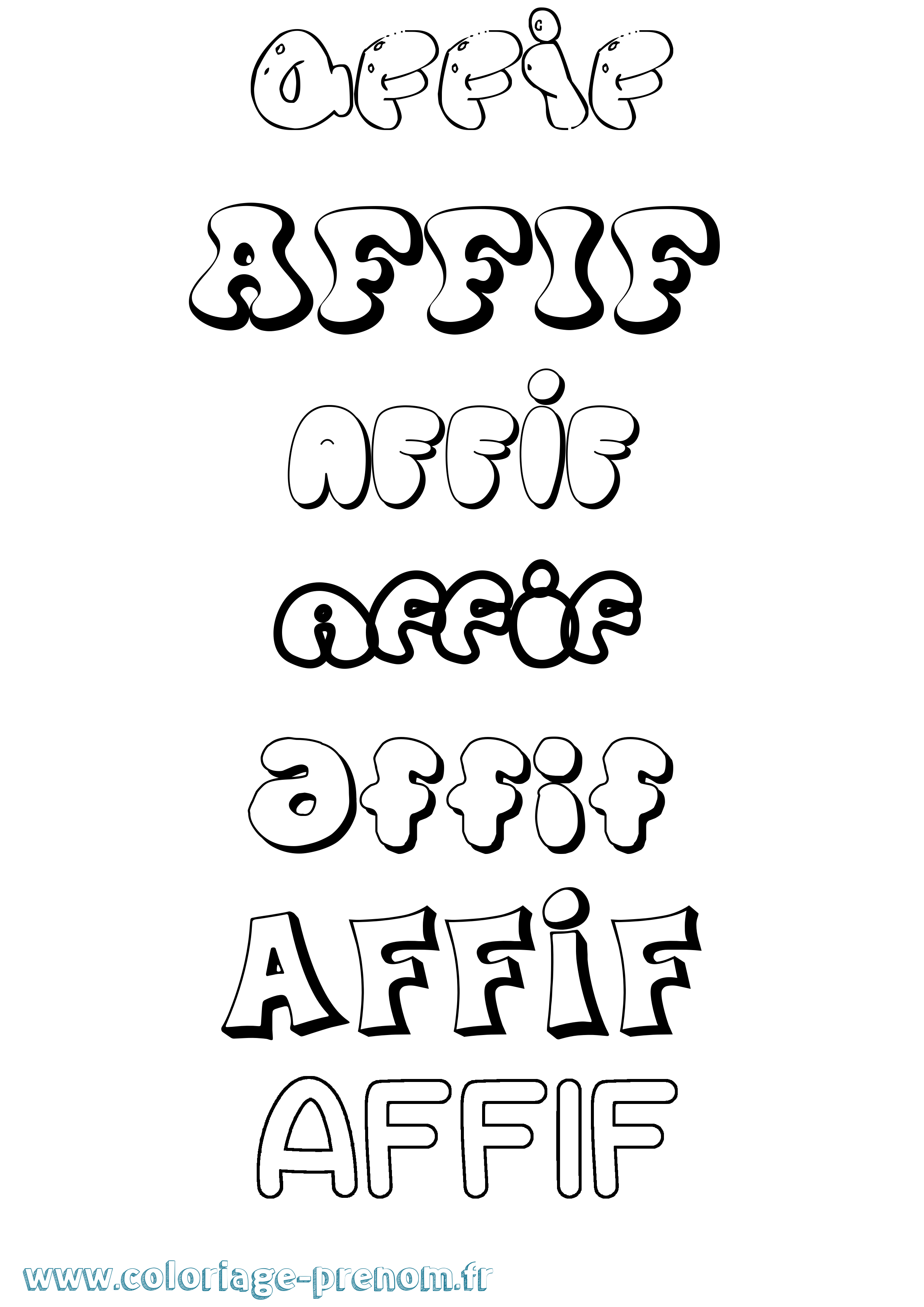 Coloriage prénom Affif Bubble