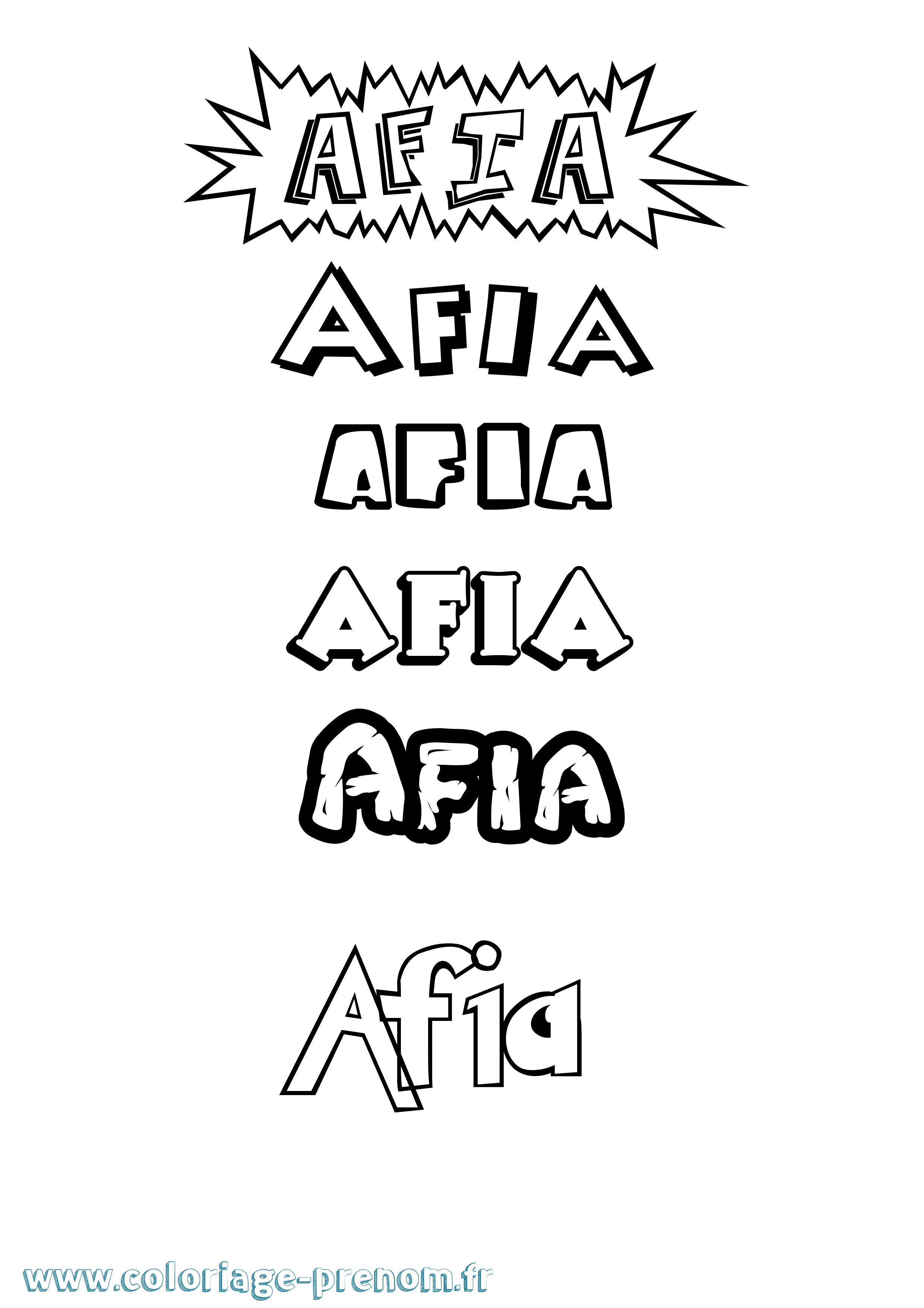 Coloriage Afia Dessin Animé Coloriage prénom Afia Dessin Animé