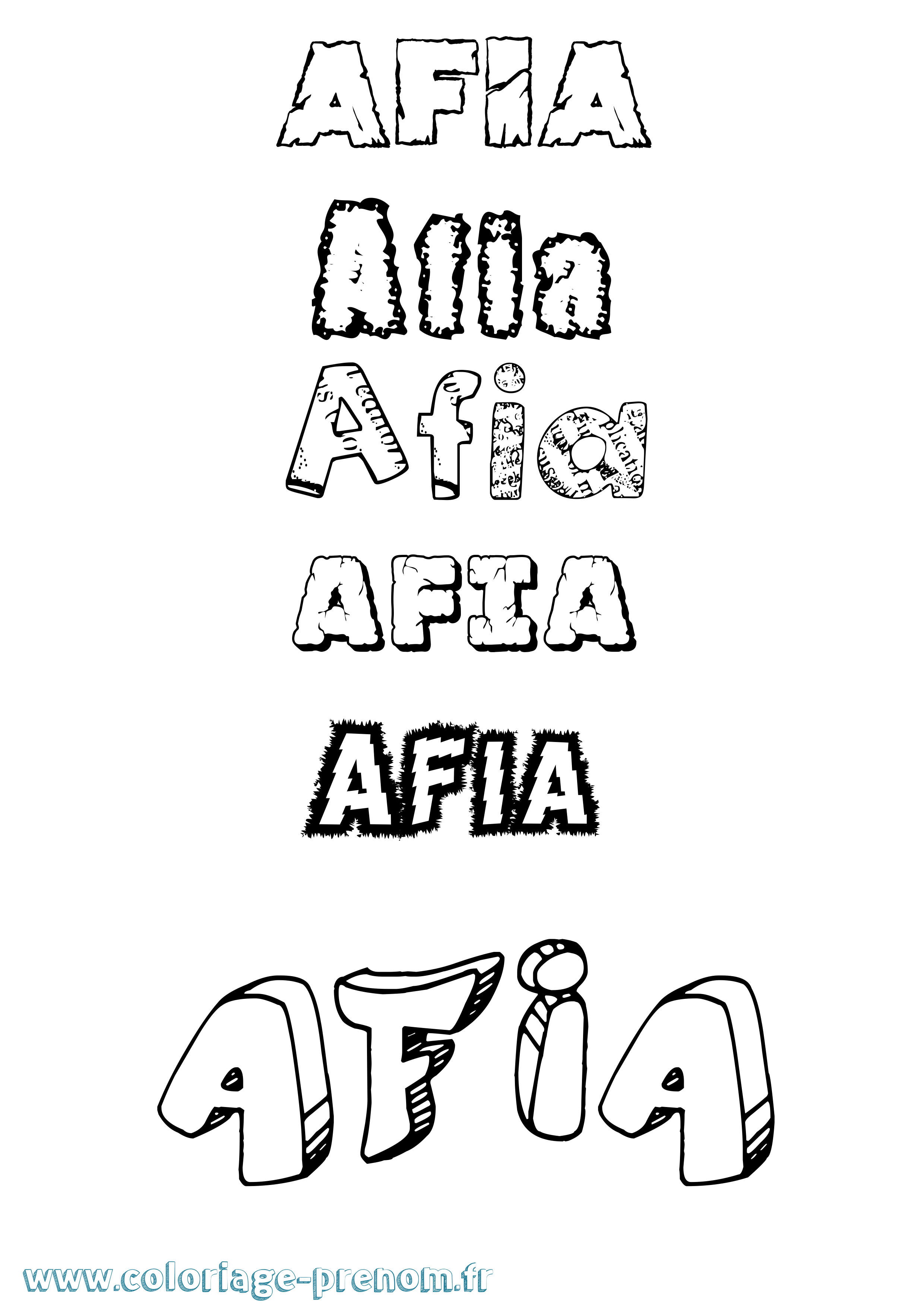 Coloriage Afia Destructuré Coloriage prénom Afia Destructuré