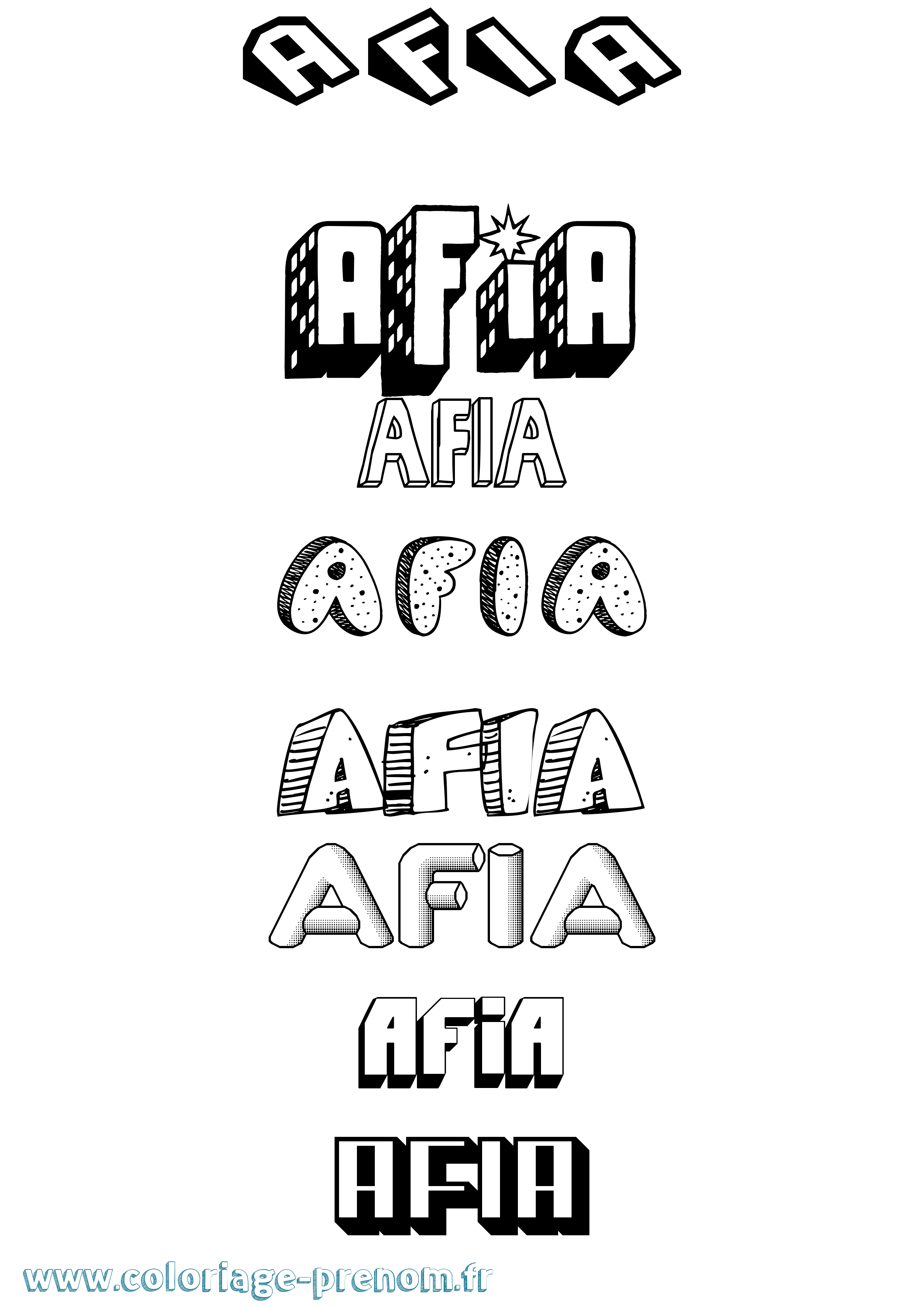 Coloriage Afia Effet 3D Coloriage prénom Afia Effet 3D