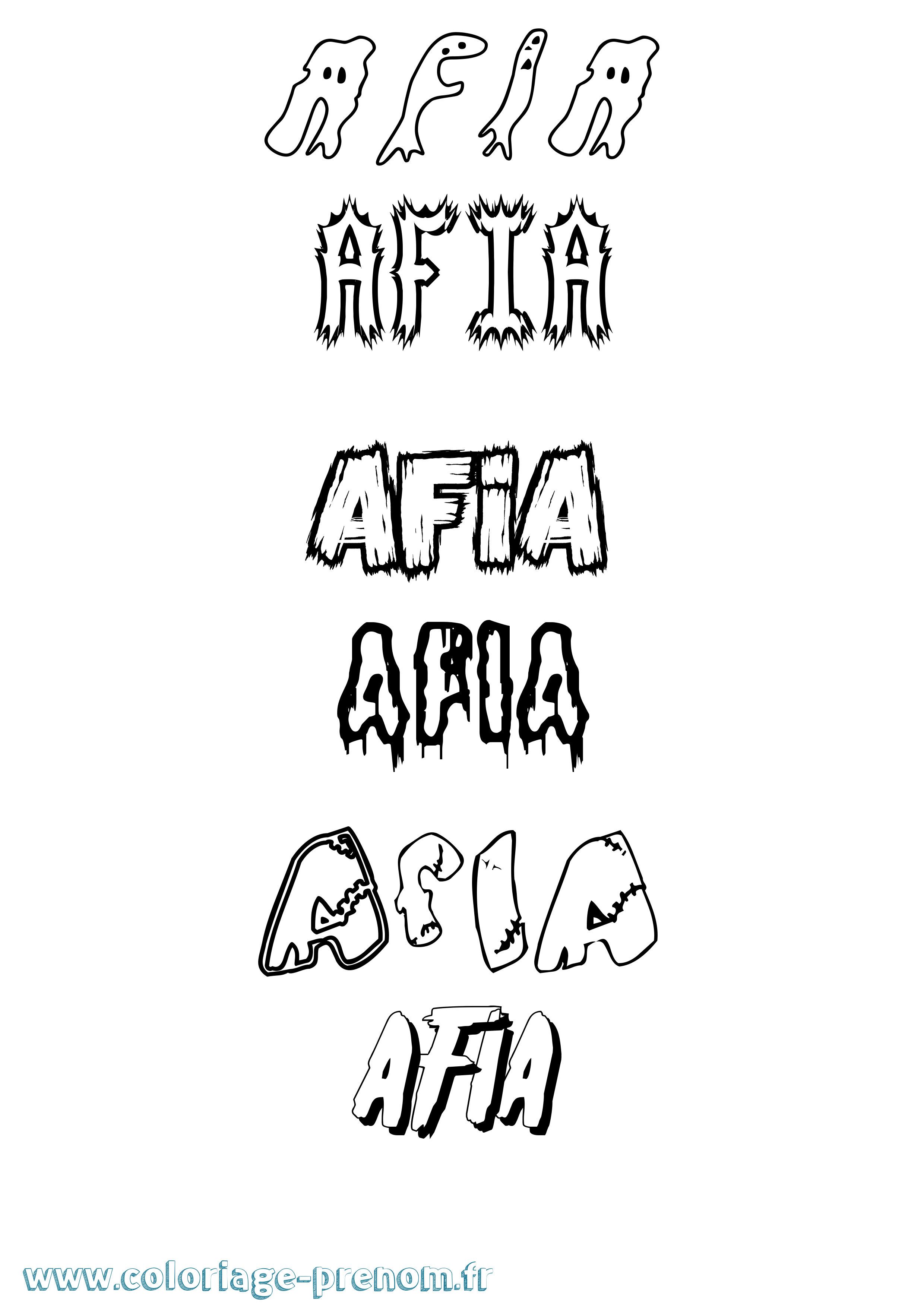 Coloriage Afia Frisson Coloriage prénom Afia Frisson