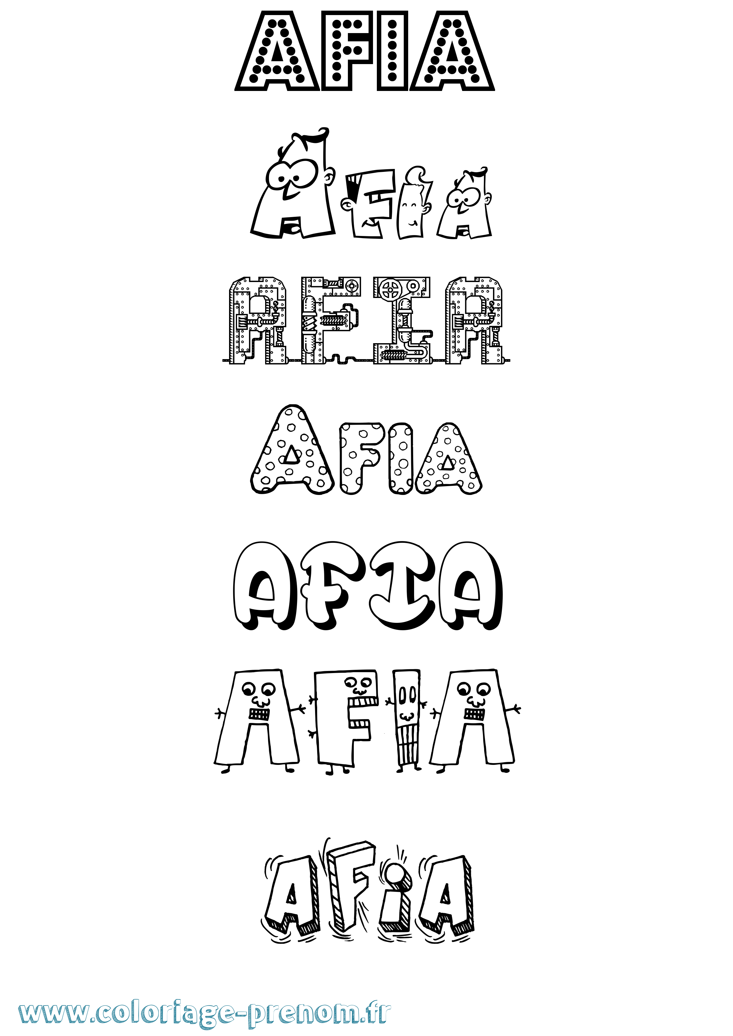 Coloriage prénom Afia Fun