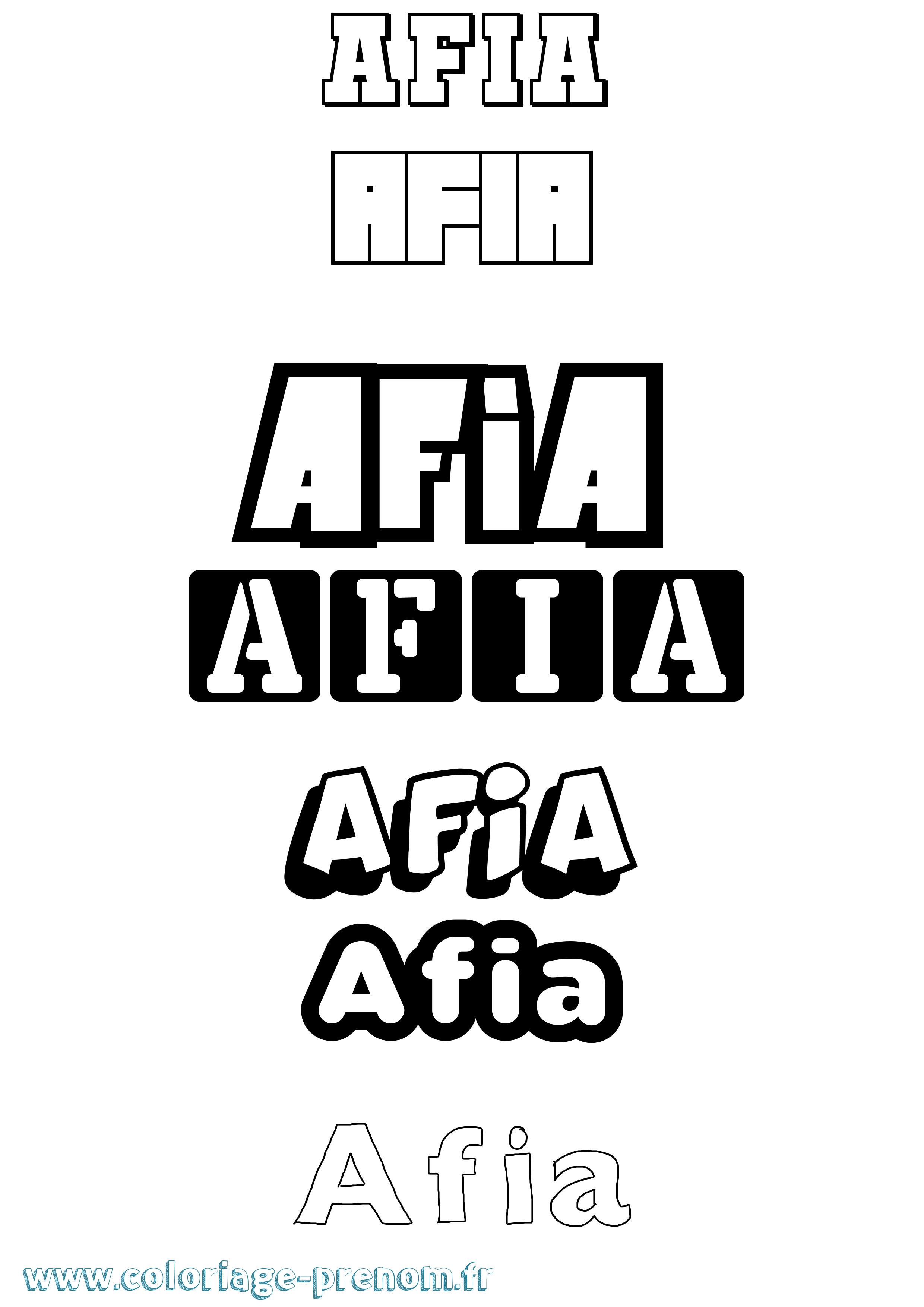 Coloriage Afia Simple Coloriage prénom Afia Simple